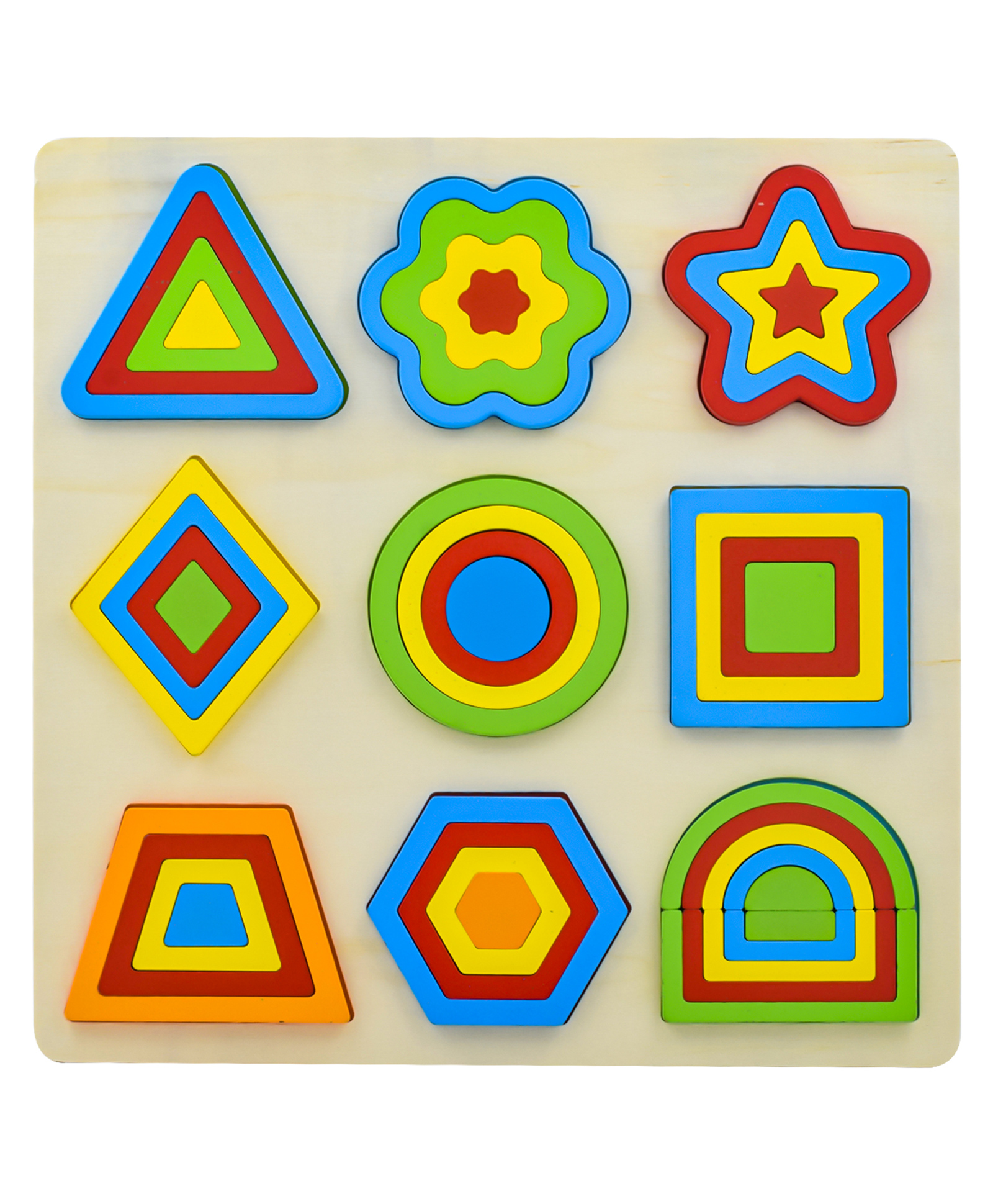 WISHKEY Wooden Shapes Puzzle Learning Toy, Montessori Brain Teaser Puzzle Board with 9 Geometric Shapes, Interactive Game Educational Toys for Kids, Multicolour, 3+ Years (Pack of 1)-image-18
