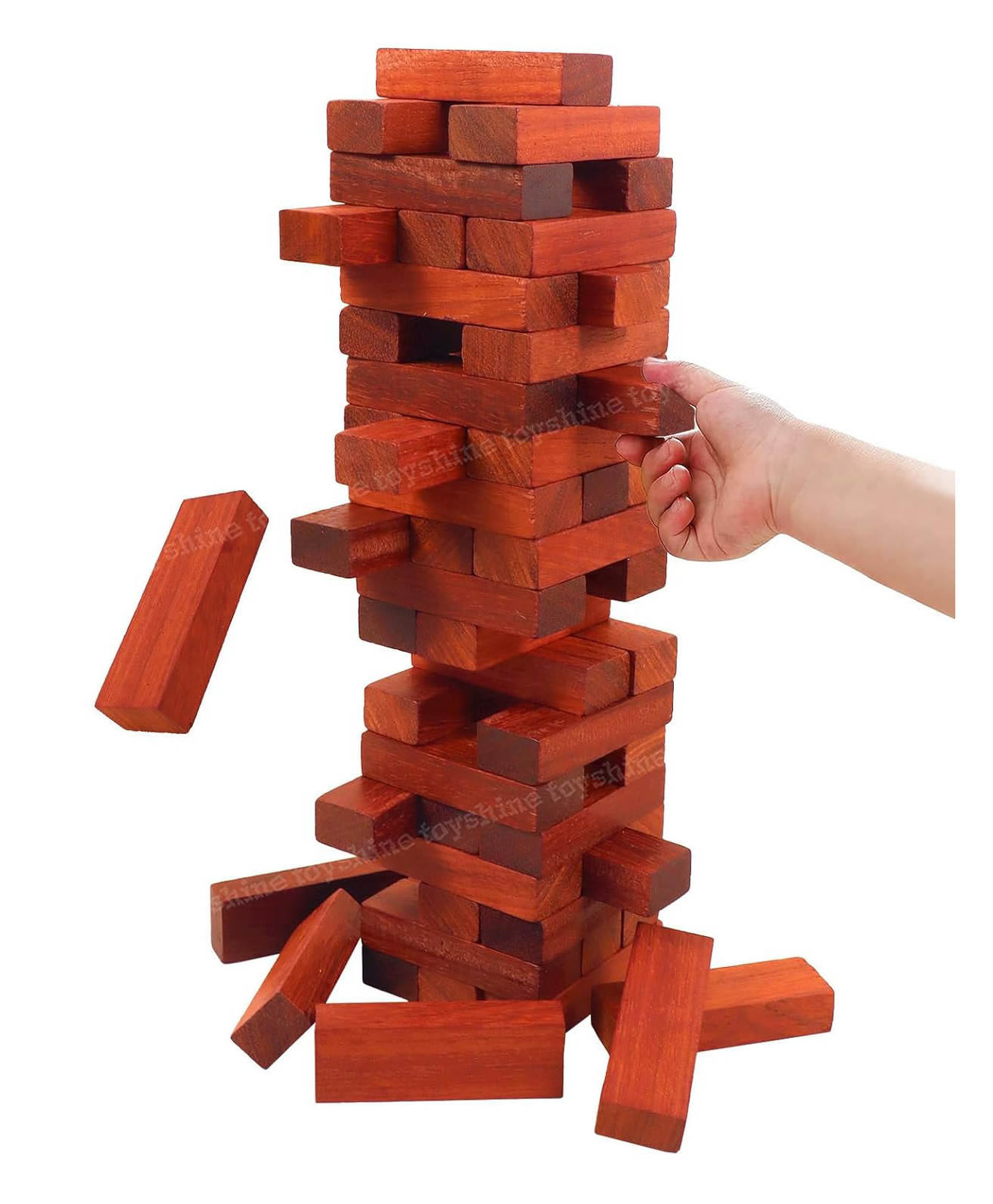 Toyshine Wooden Tower 54 Pcs Wooden Building Block Stacking Jenga - Brown-picture-26