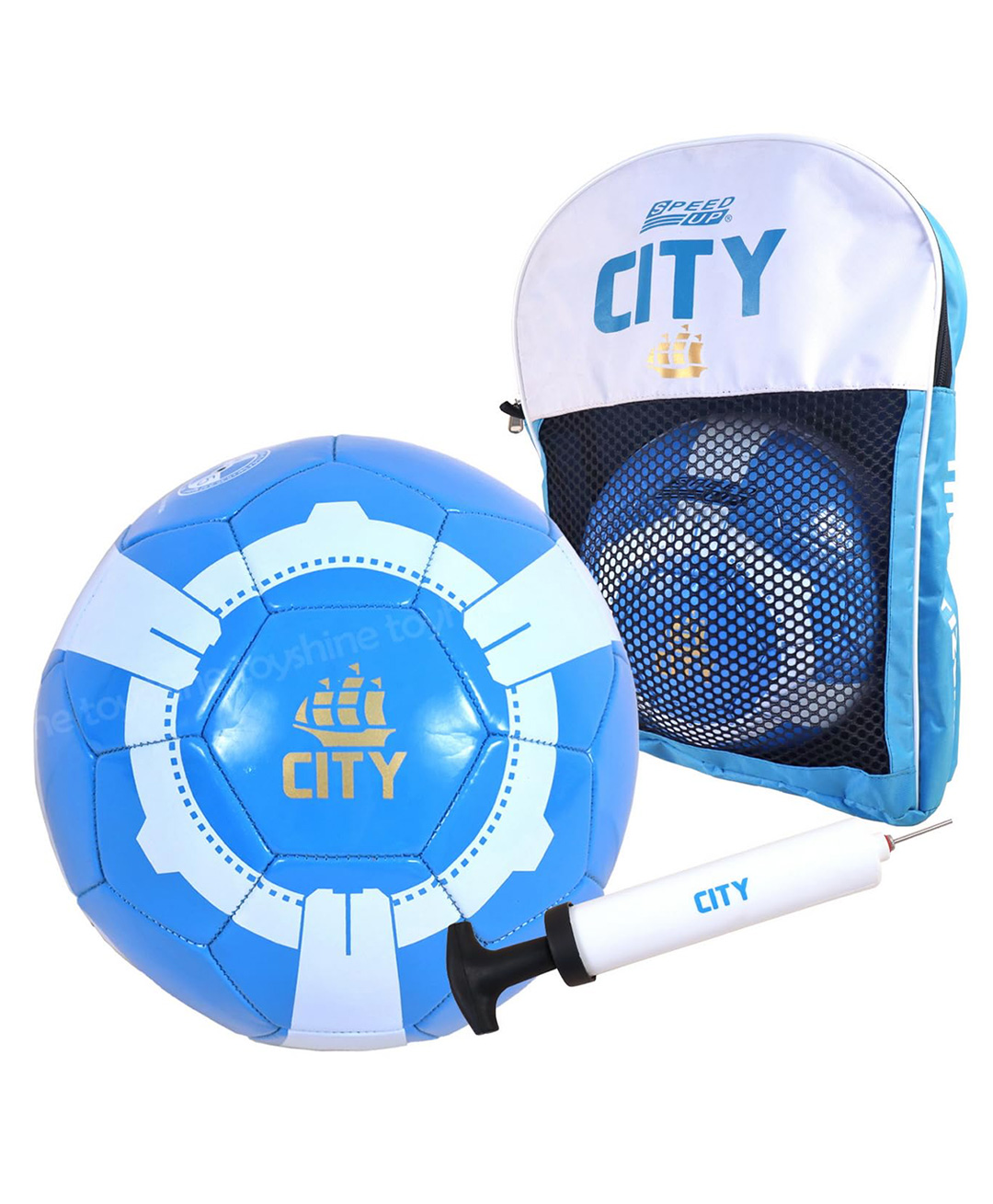 Toyshine Speed Up City Football Soccer with Bag and Pump Size 5 Multicolor-picture-25