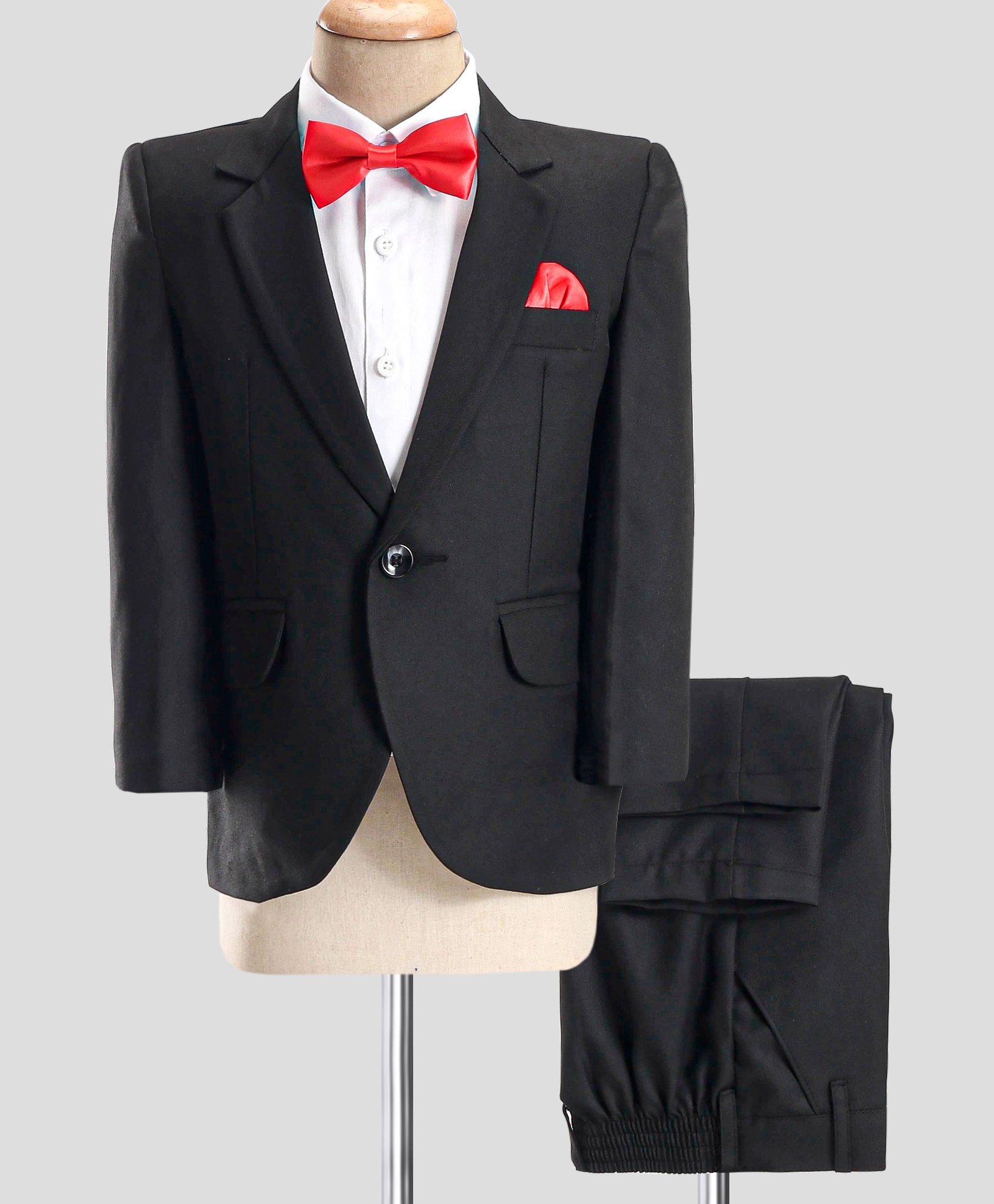 Robo Fry Full Sleeves Party Suit with Bow - Black-picture-28