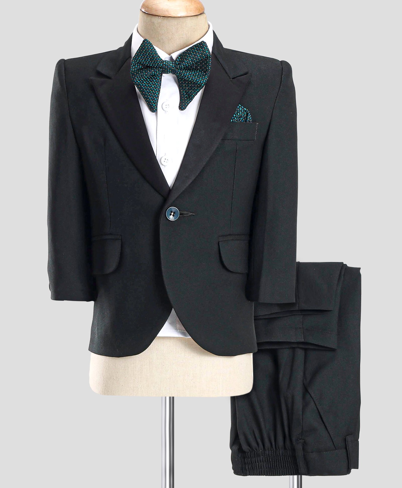 Robo Fry Full Sleeves Party Suit with Bow - Green-picture-9