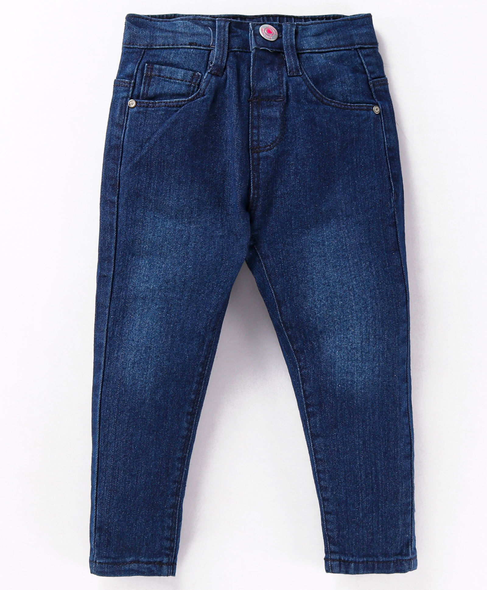 Babyhug Full Length Solid Color Denim Jeans With Stretch - Dark Blue-picture-36