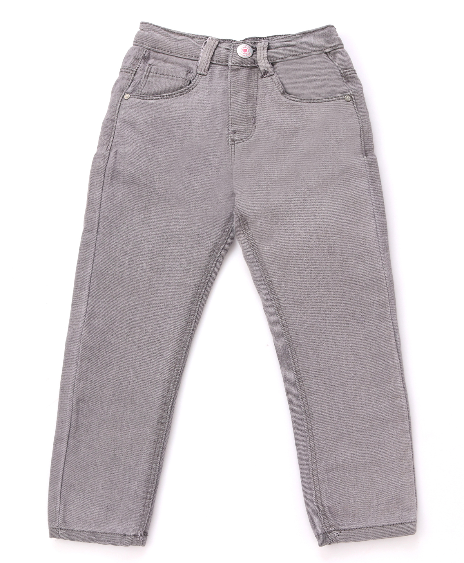 Babyhug Denim Full Length with Stretch Washed Jeans - Grey-image-8