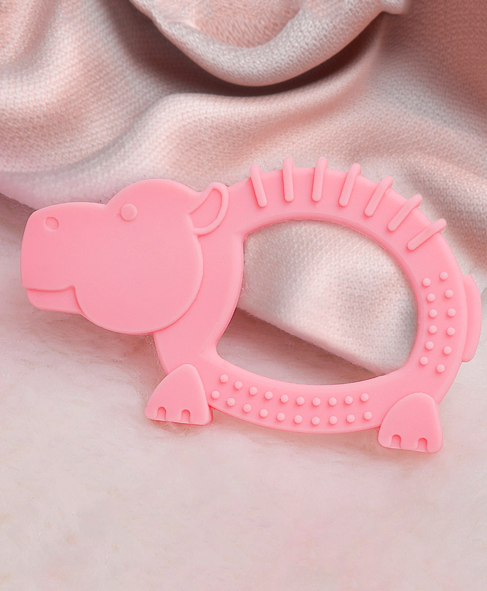 R for Rabbit Silicone Teether Hippo Shape - Pink-image-38