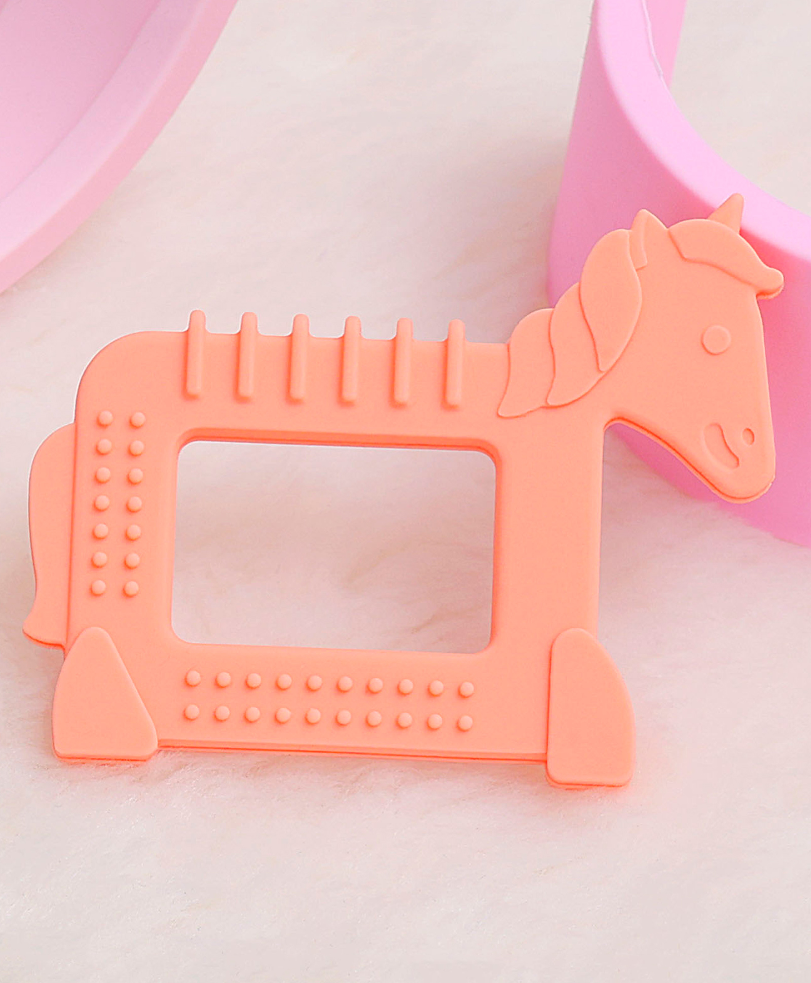 R for Rabbit Silicone Teether Horse Shape - Orange-picture-35