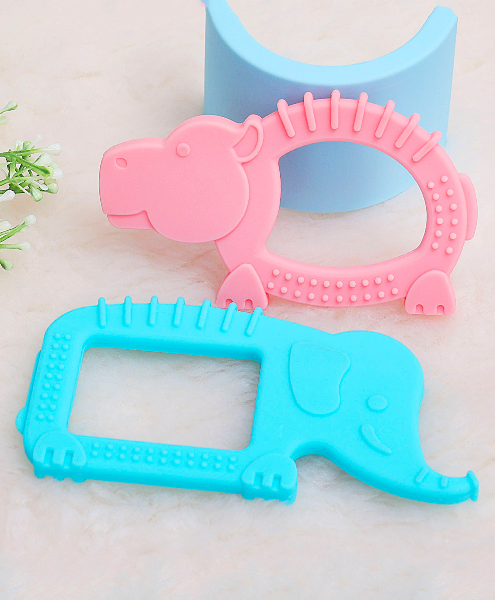 R for Rabbit Silicone Teether Horse & Elephant Shape Pack of 2 - Orange & Blue-image-37