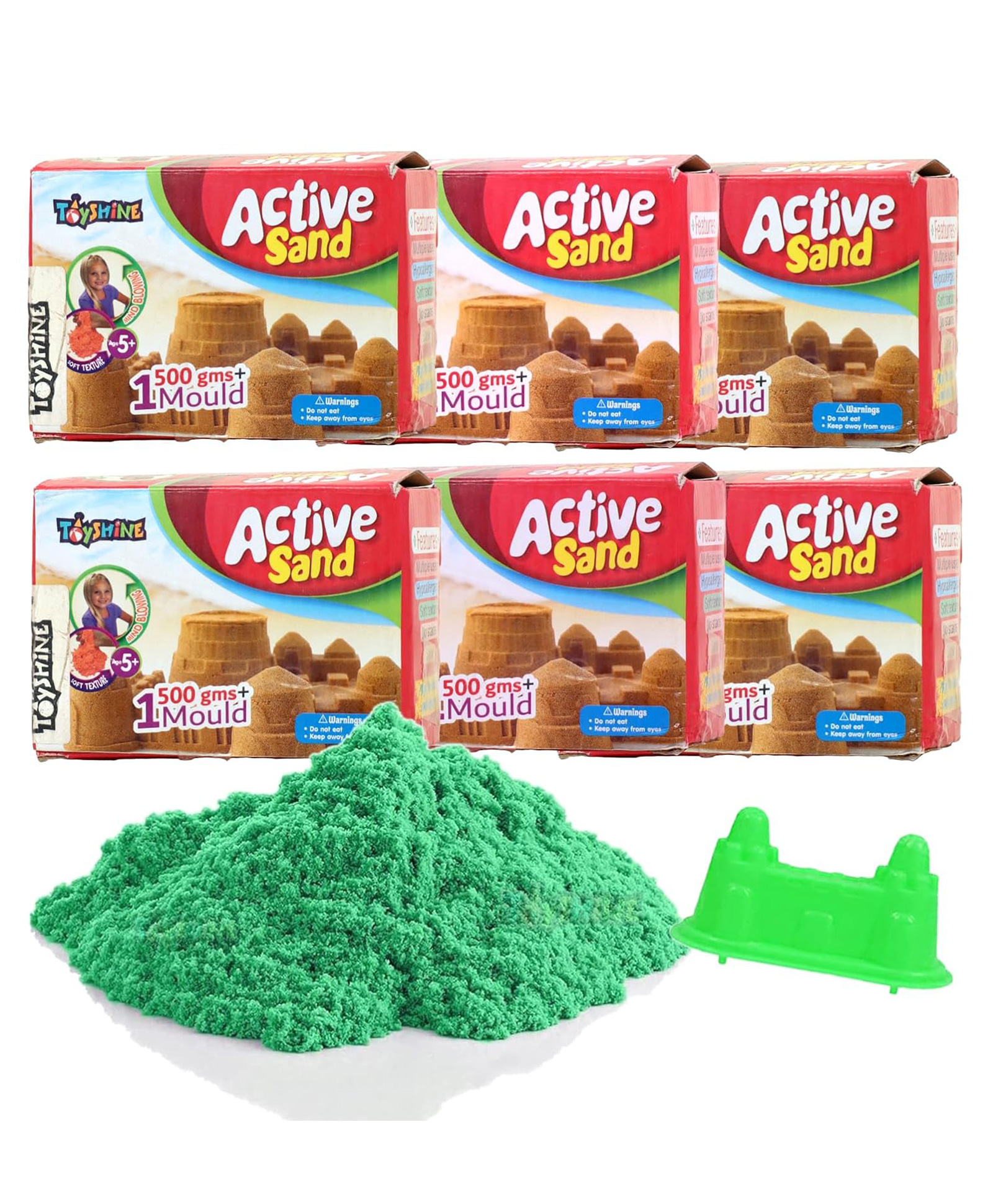 Toyshine Creative Sand SetWithout Mould Green Pack of 6 - 500 g-picture-23