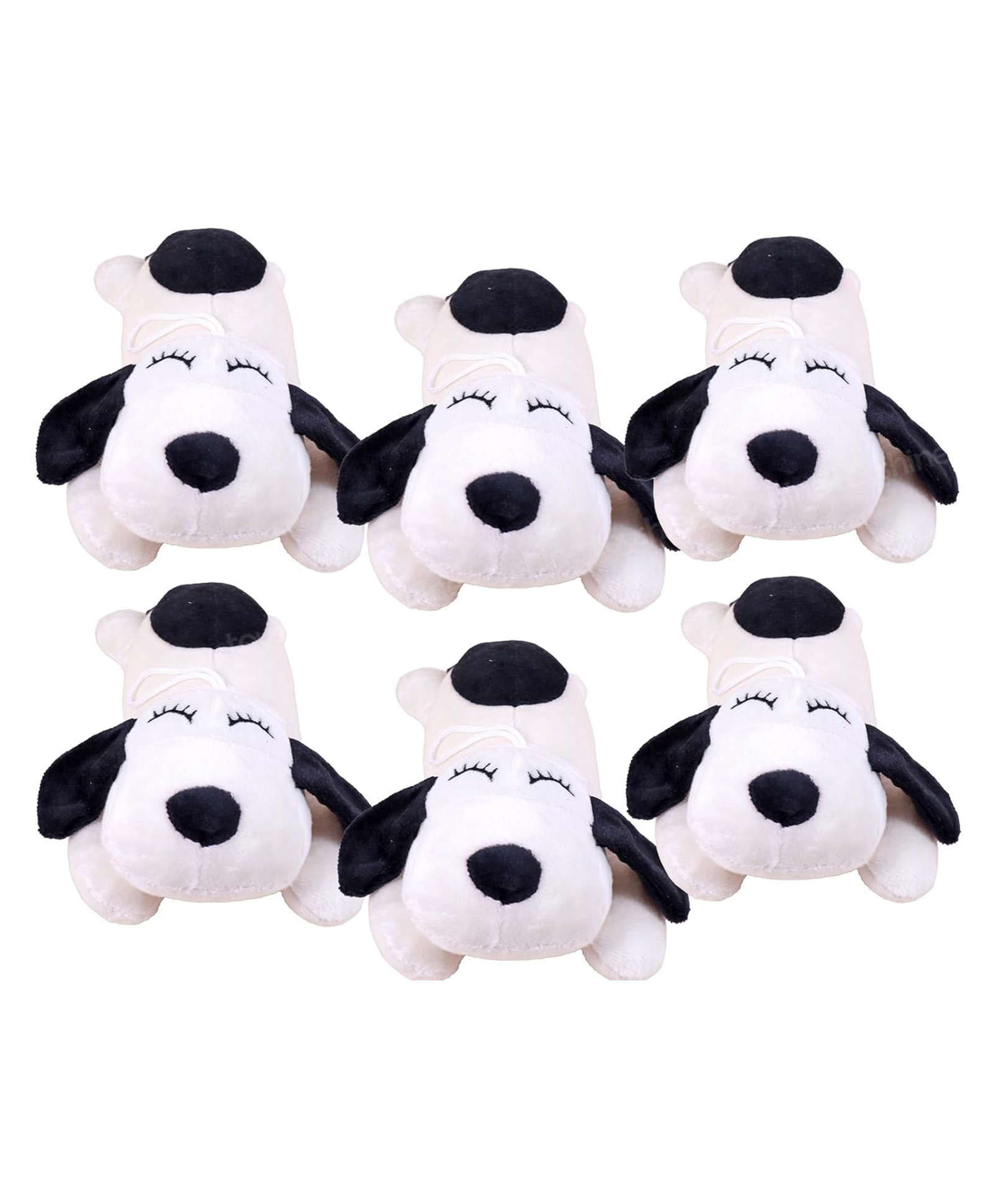 Toyshine Pack of 6 Soft Toy for Kids Boy Girl Baby Soft Feather Cotton Fabric Sleeping Dog Off White BlackReturn Gift Set-image-46