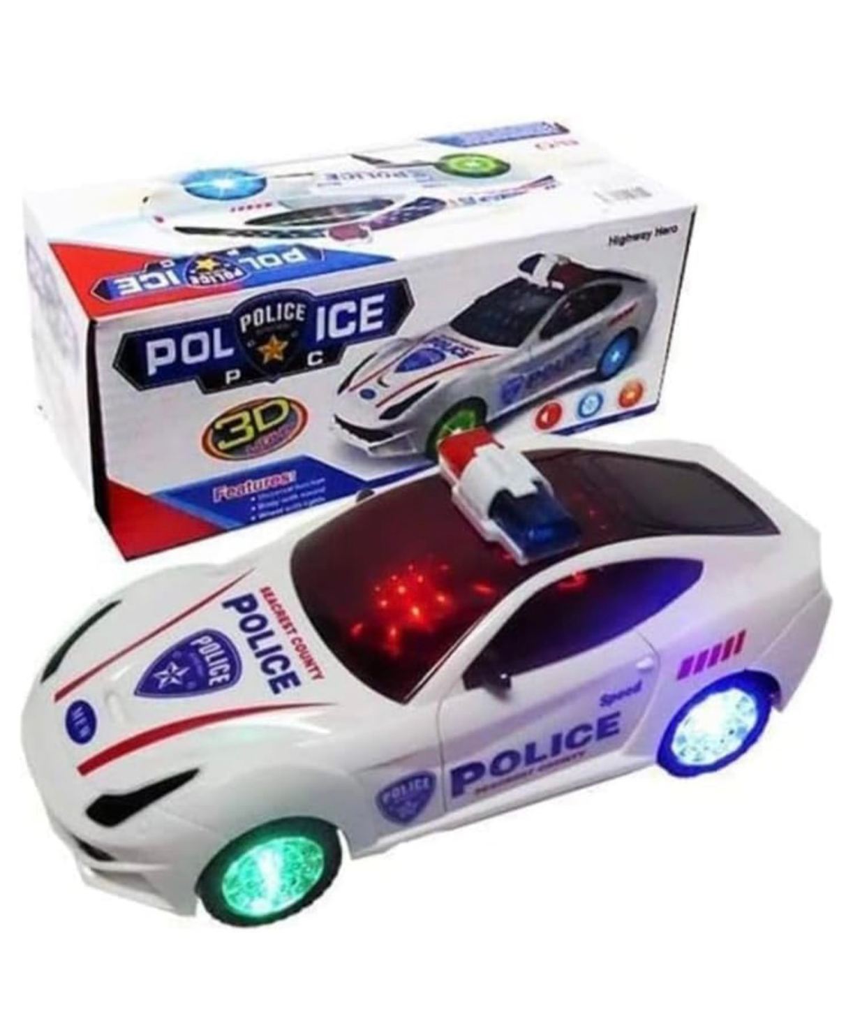 ARCADE TOYS Bump N Go Police Car Toy with Flashing Light & Music for Kids - Colour may vary-picture-42