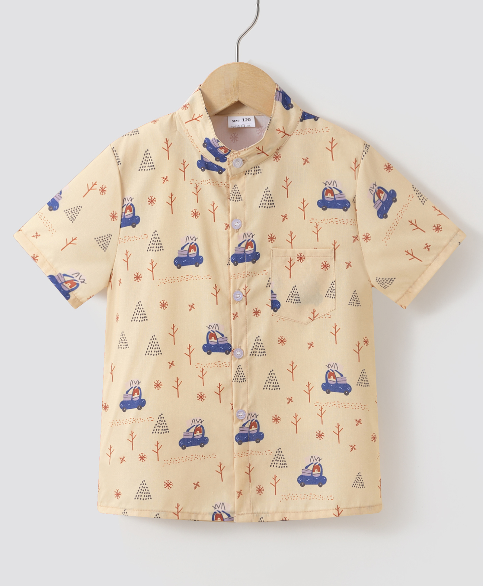 Kookie Kids Half Sleeves Car Printed Shirt - Yellow-image-47