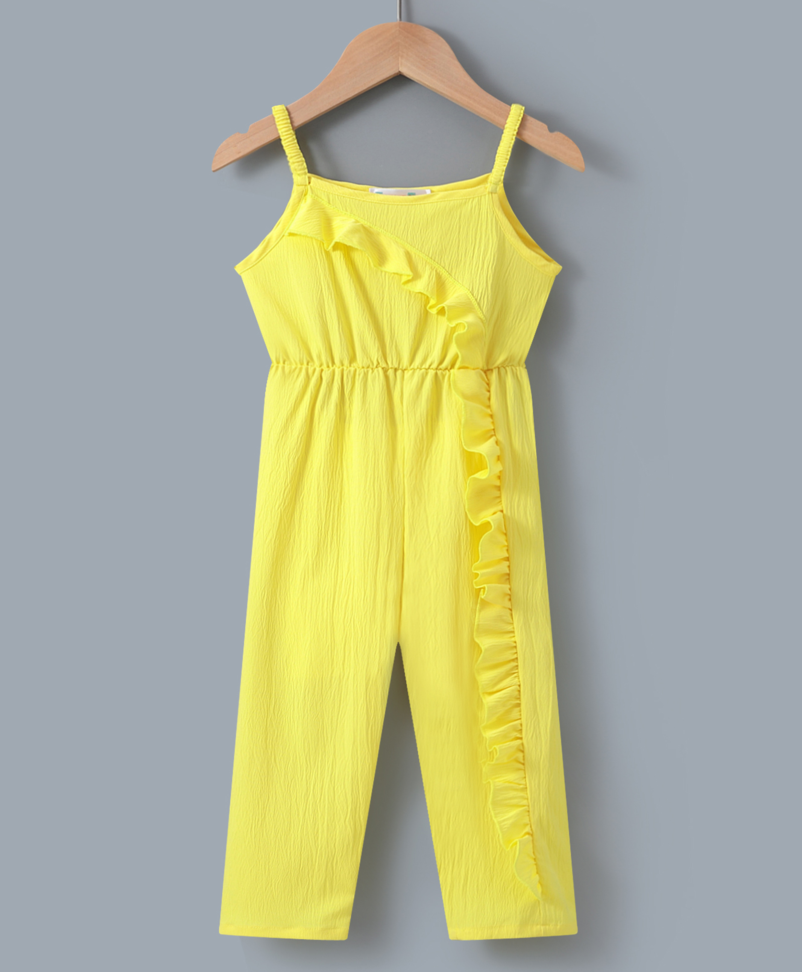 Kookie Kids Sleeveless Solid Color Jumpsuit With Frill Detailing  - Yellow-picture-11