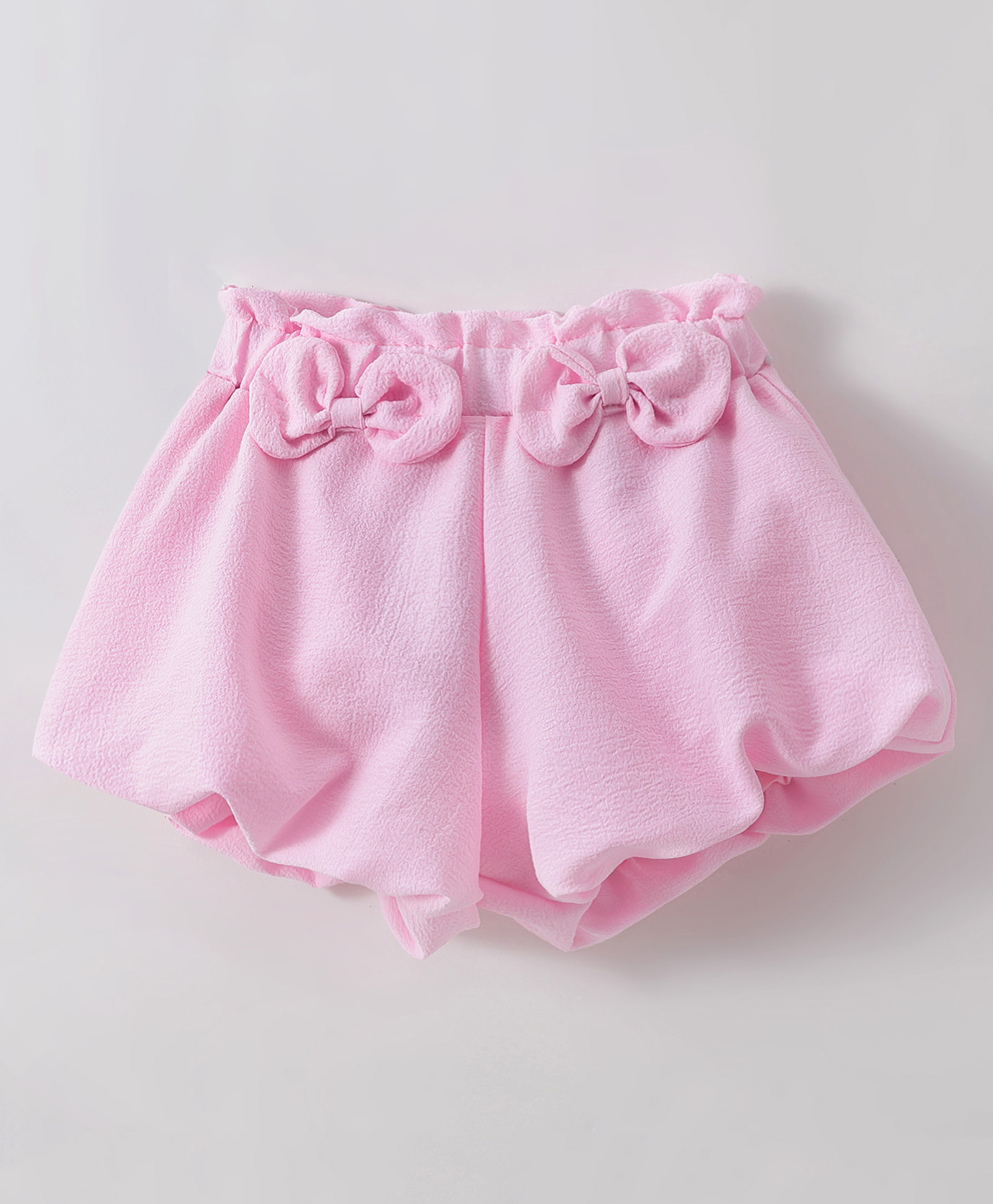 Kookie Kids Mid Thigh Length Solid Shorts with Bow Applique - Pink-picture-23