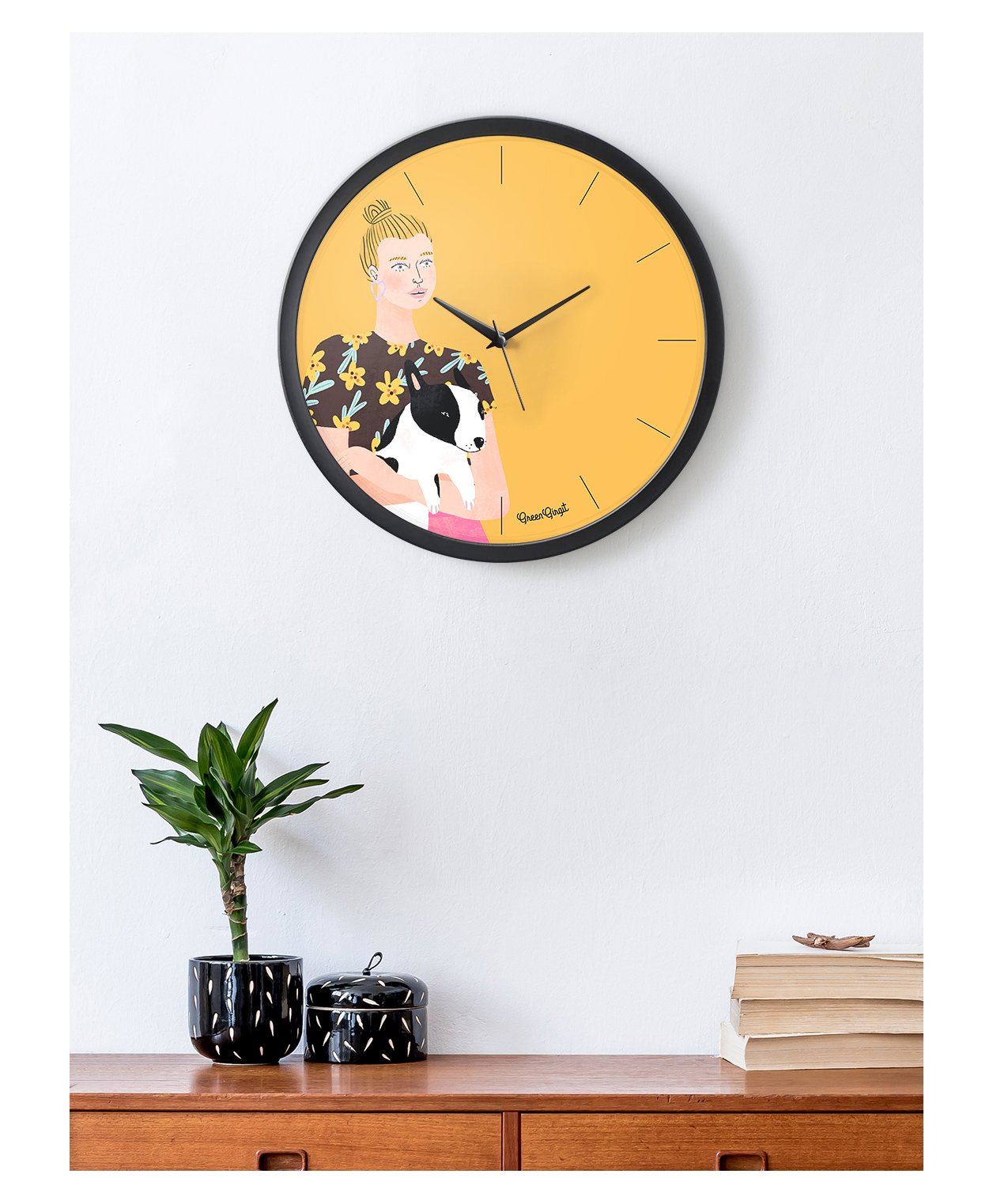 Green Girgit Dog Love Multicolor Wall Clock-picture-38
