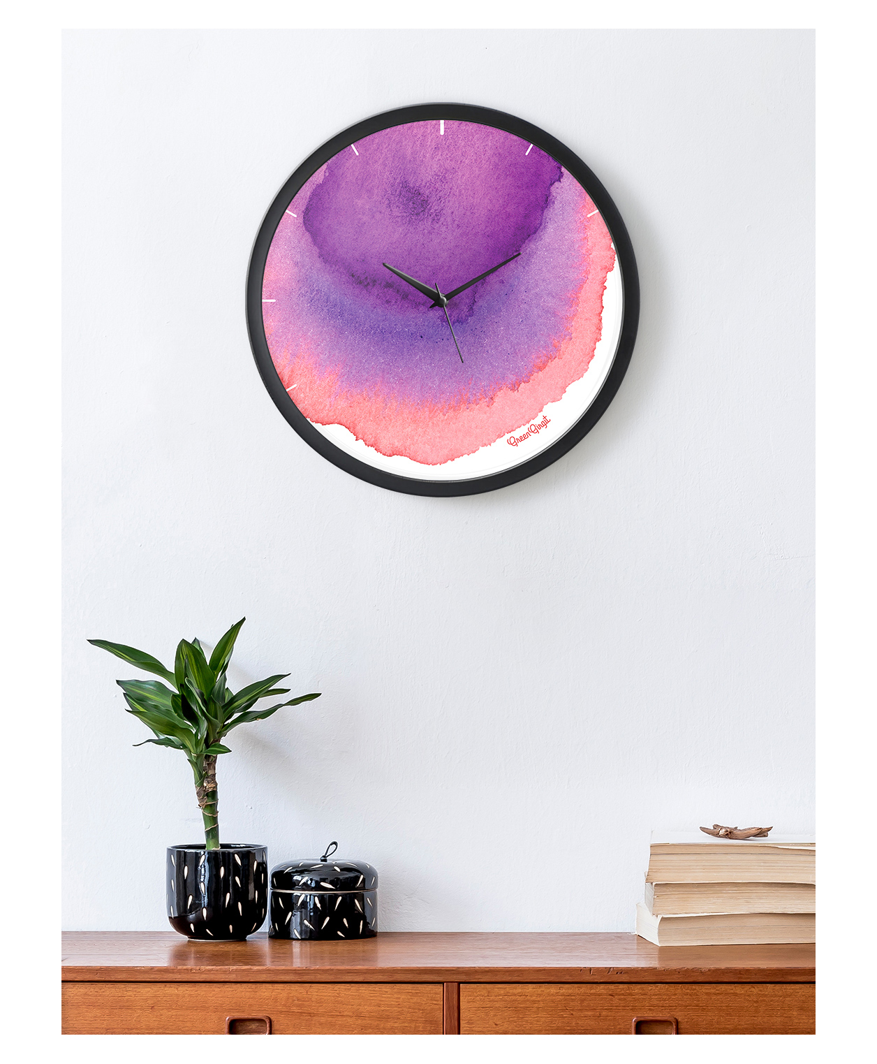 Green Girgit Abstract Watercolors Multicolor Wall Clock-picture-41