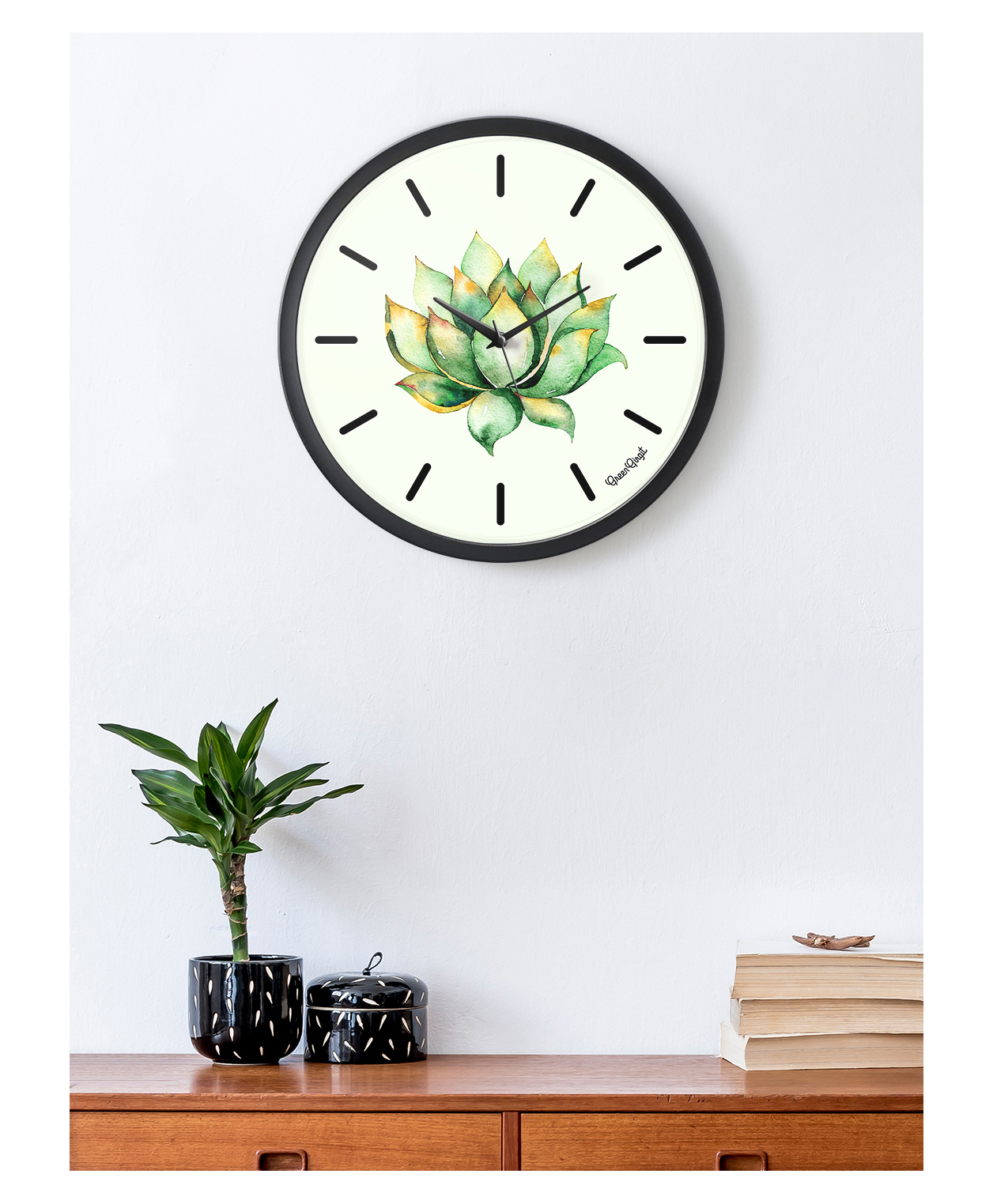 Green Girgit Green Cactus Multicolor Wall Clock-picture-26
