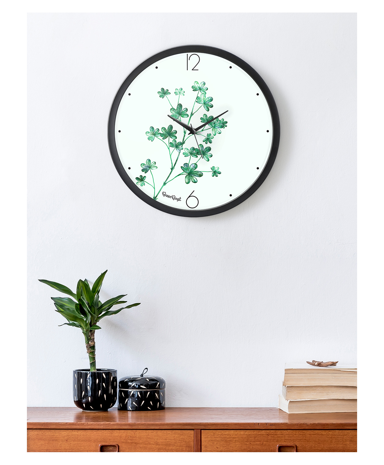 Green Girgit Green Leaves Multicolor Wall Clock-picture-33