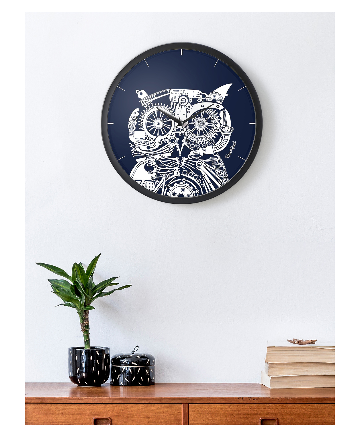 Green Girgit Techno Owl Multicolor Wall Clock-picture-34