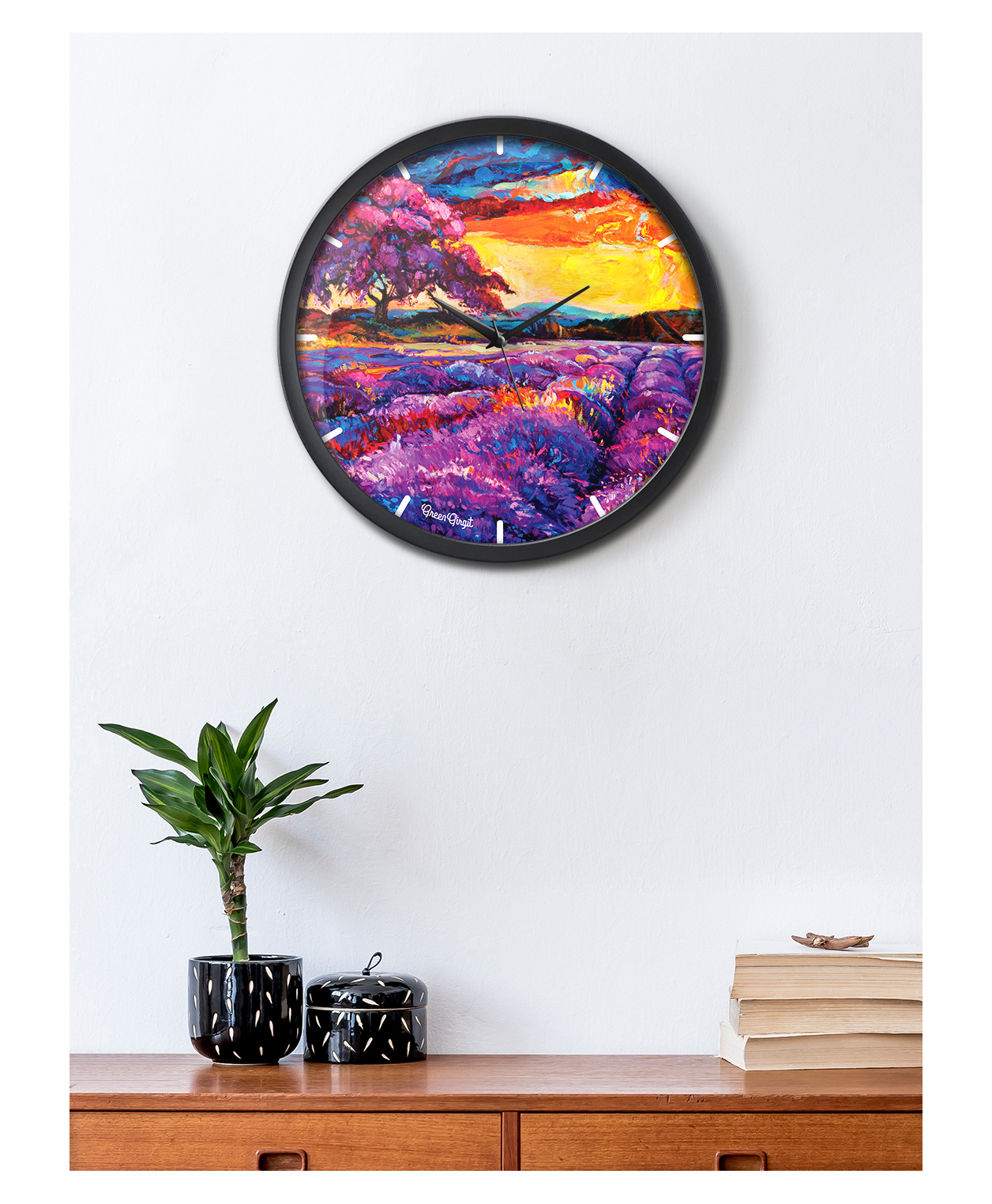 Green girgit Lavender Field Multicolor Analog Wall Clock-picture-32