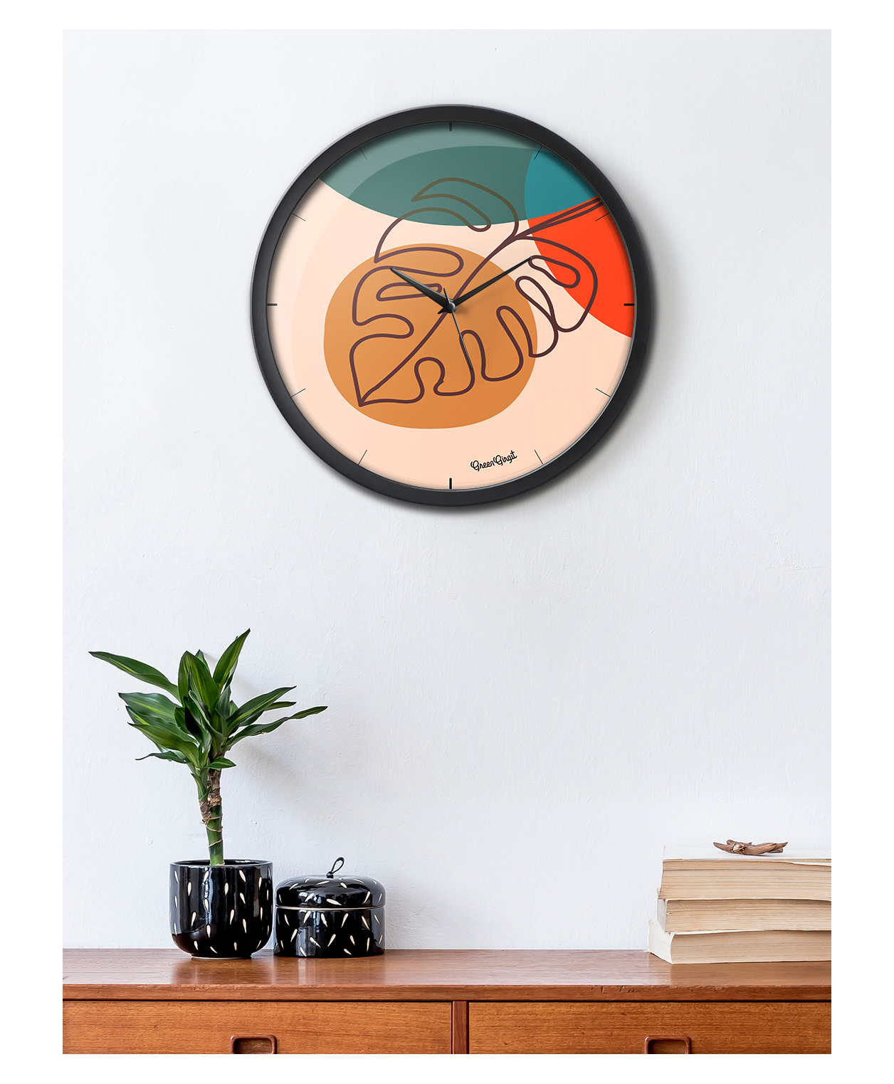 Green girgit Arty Leaf Multicolor Analog Wall Clock-picture-35