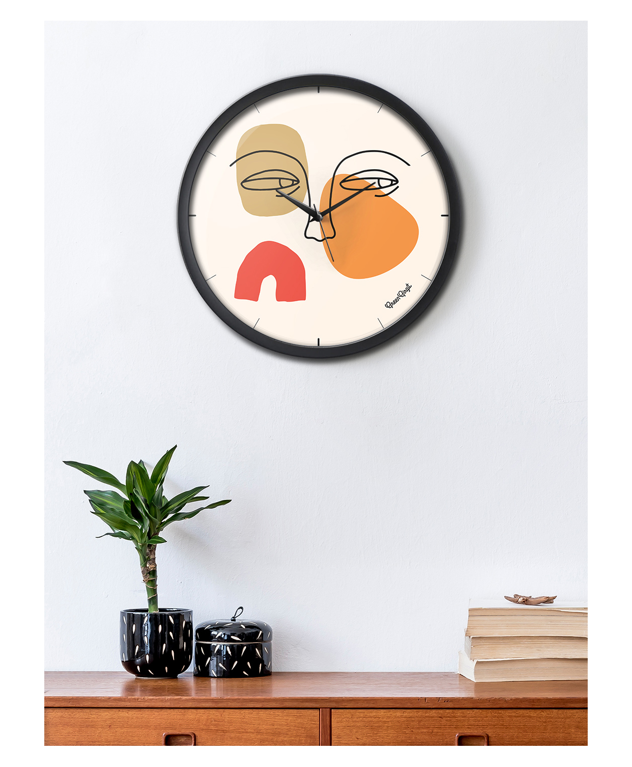 Green girgit Abstract Face Multicolor Analog Wall Clock-picture-36