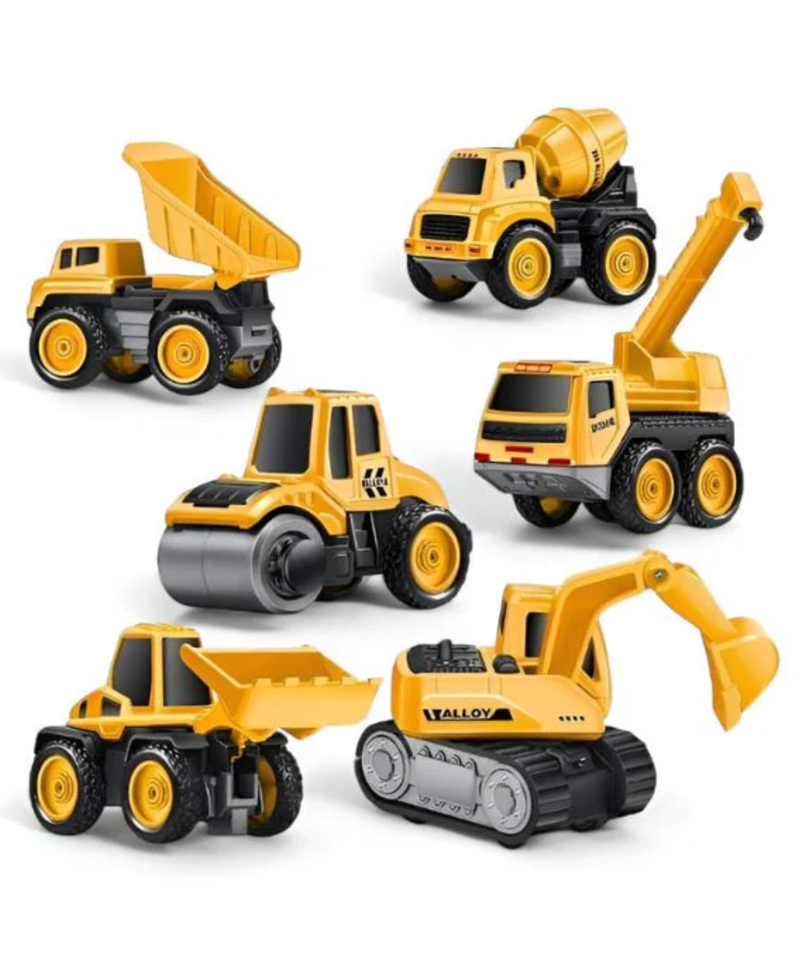 Yamama Little Engineer Mini Construction Truck with Dumper Hydraulic Excavator Bulldozer 6 Pieces - Multicolor-image-5