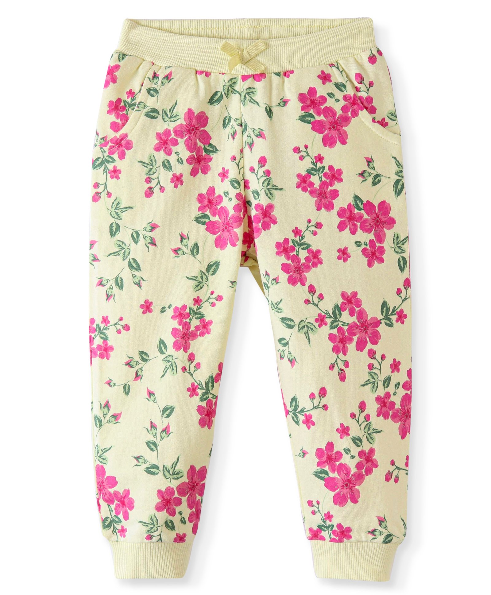 Babyhug Cotton Looper Knit Full Length Lounge  Pant Floral Print -  Yellow-picture-38