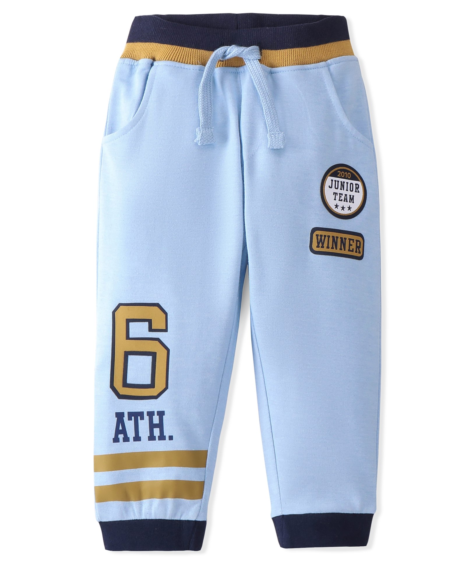Babyhug Cotton Looper Knit Lounge Pant Text Print - Blue-image-46
