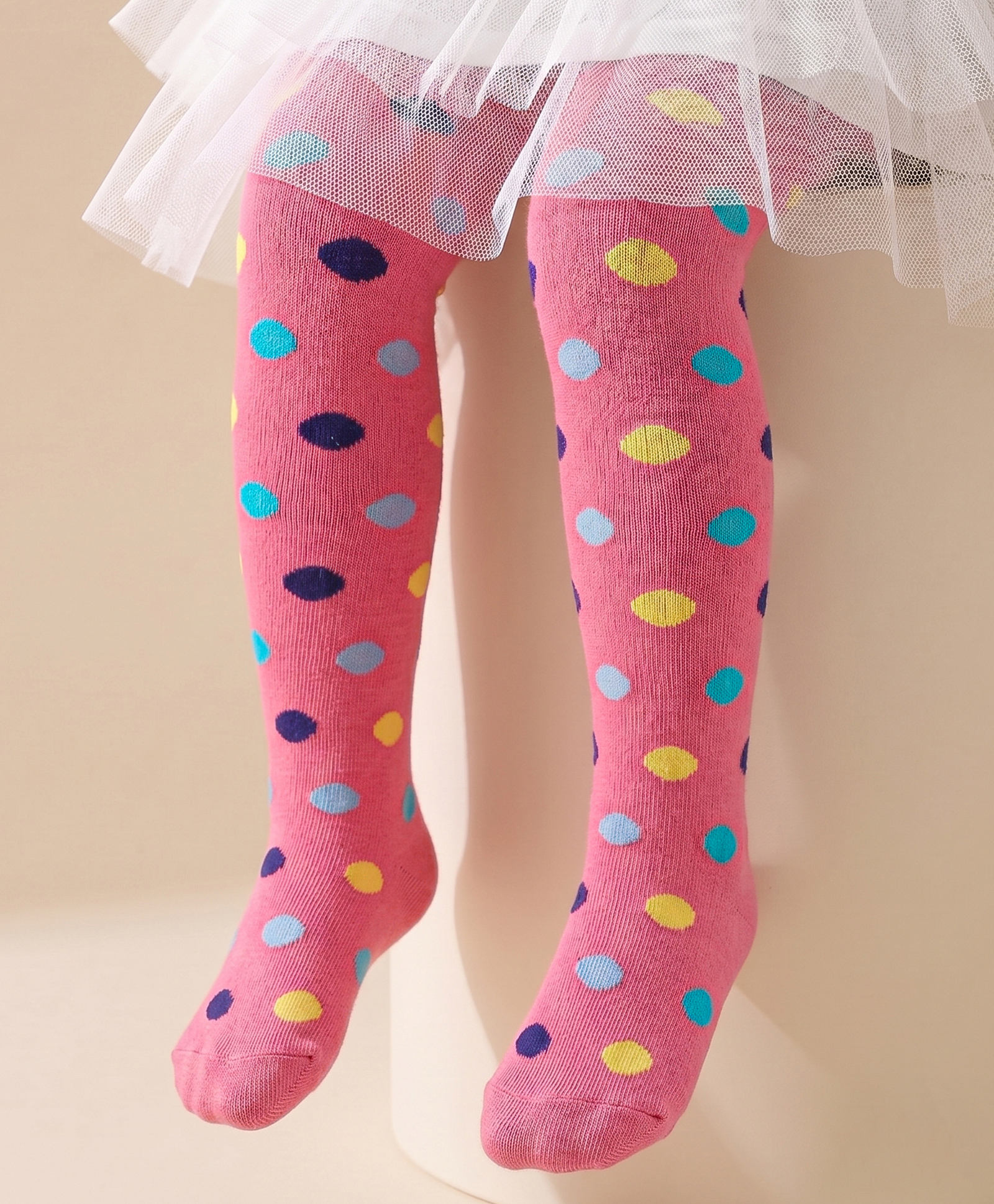 Cute Walk by Babyhug Non Terry Knit Footed Anti Bacterial Polka Dot Design Tights - Pink-image-37