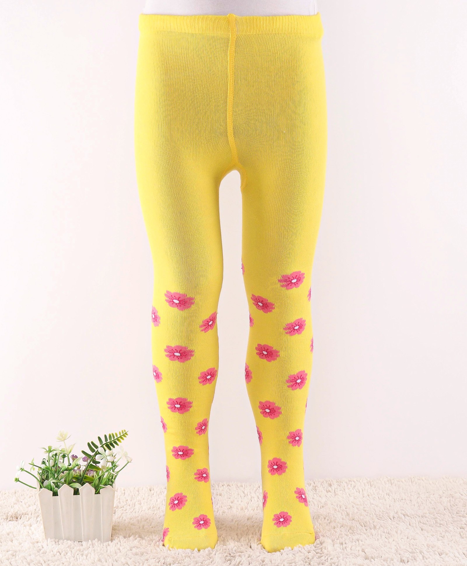Cute Walk by Babyhug Non Terry Knit Footed Anti Bacterial Floral Design Tights - Yellow-picture-35
