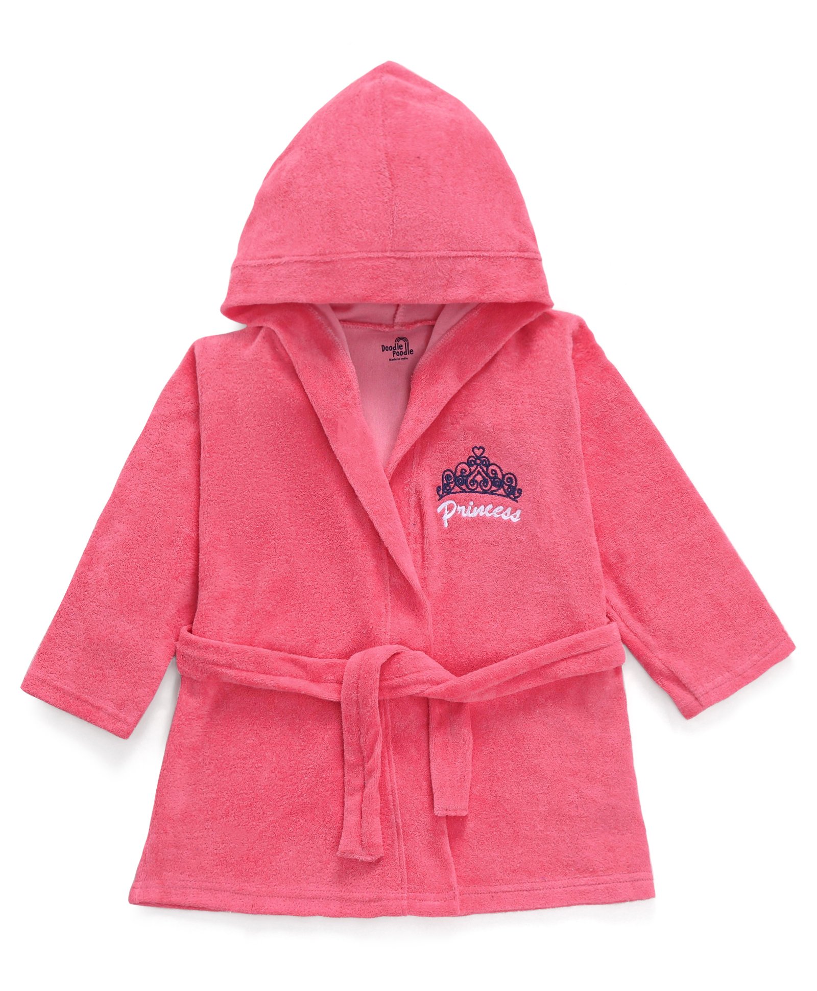 Doodle Poodle Terry Knit Full Sleeves Hooded Bath Robe - Pink-image-22