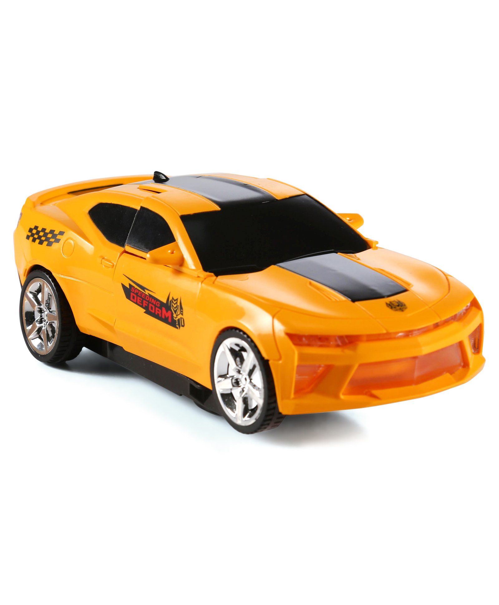 Battery Operated Deform Robot Car with Light & Music - Yellow-image-2