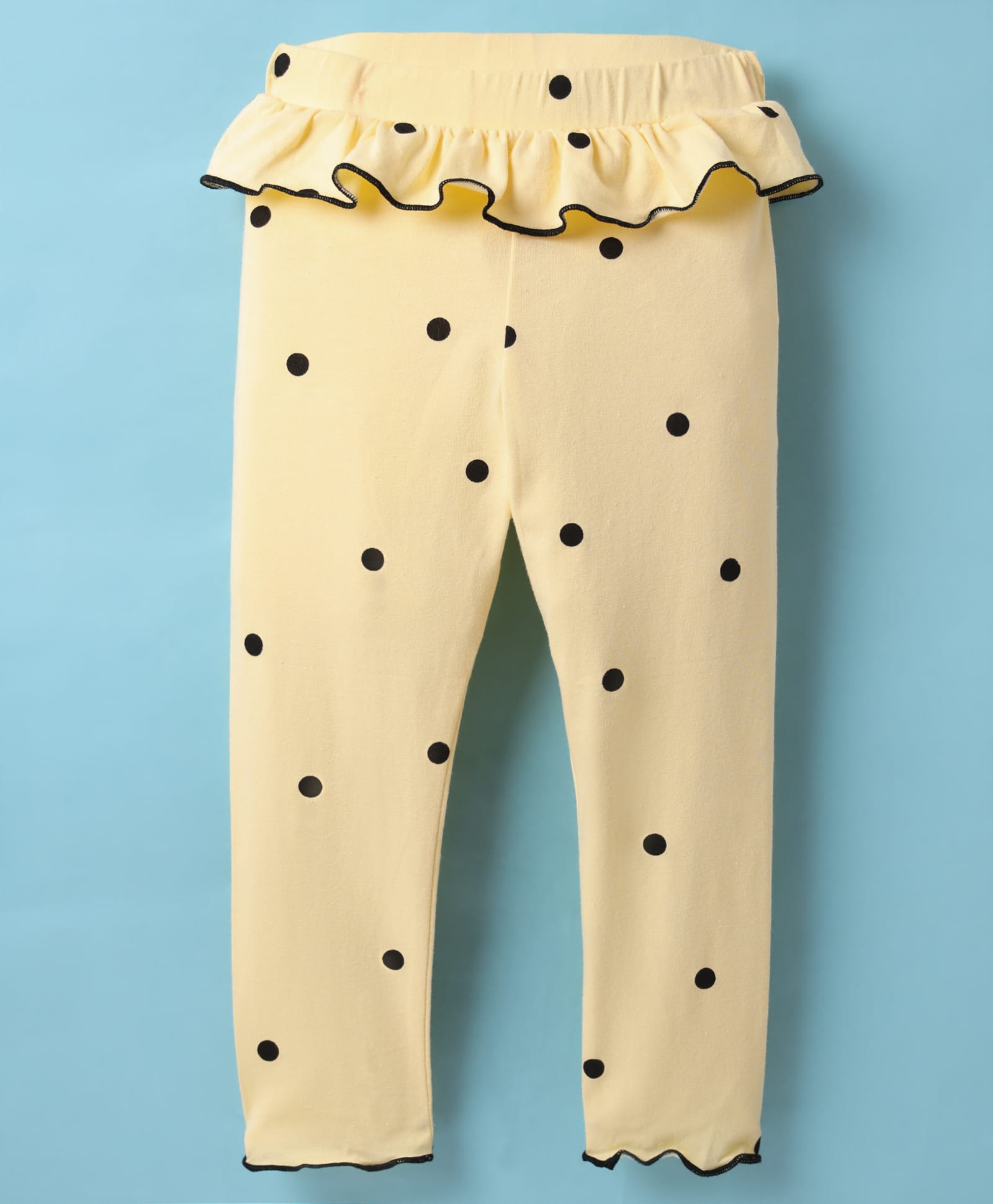 Kookie Kids Full Length Lounge Pants With Polka Dots Print - Yellow-image-41
