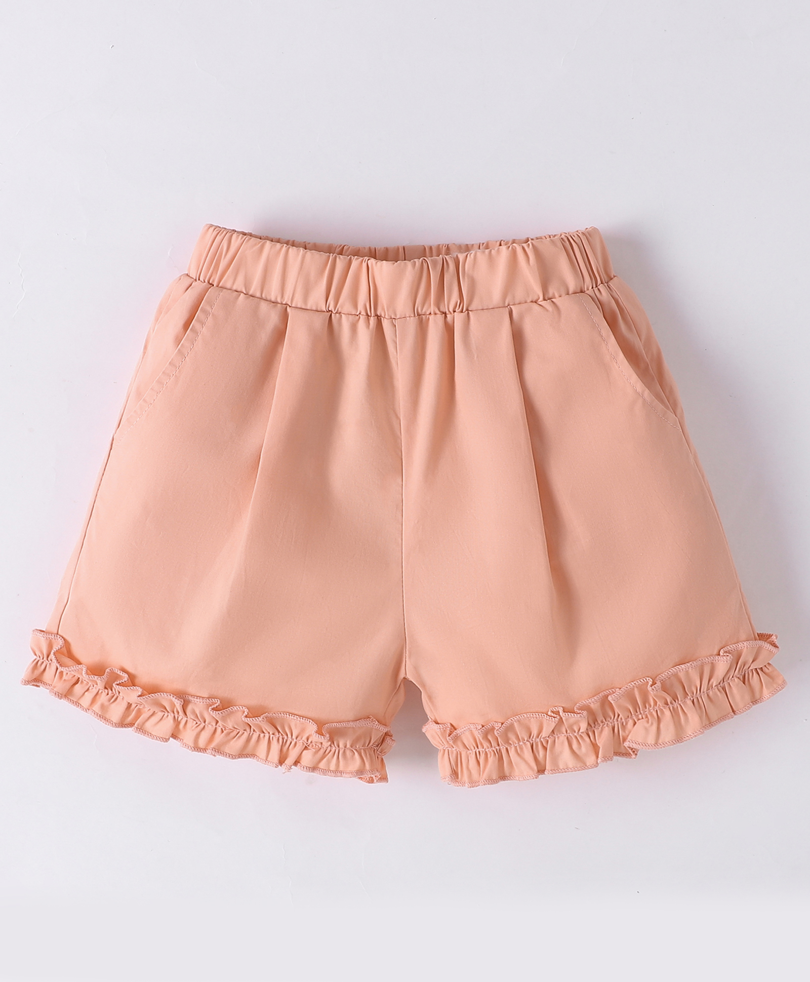 Kookie Kids 100% Cotton Shorts With Frill Design Solid Colour - Pink-picture-15