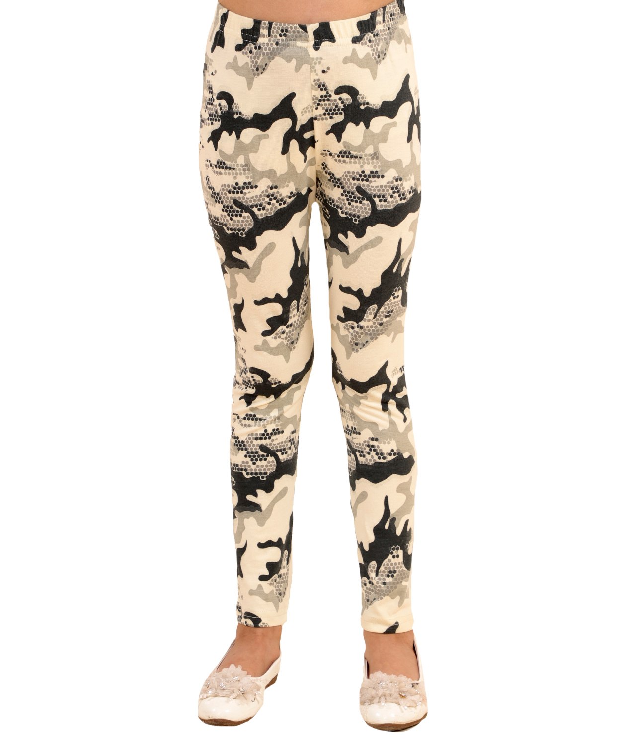 Kids Cave Cotton Jersey Abstract Design Printed Leggings - Beige-picture-18
