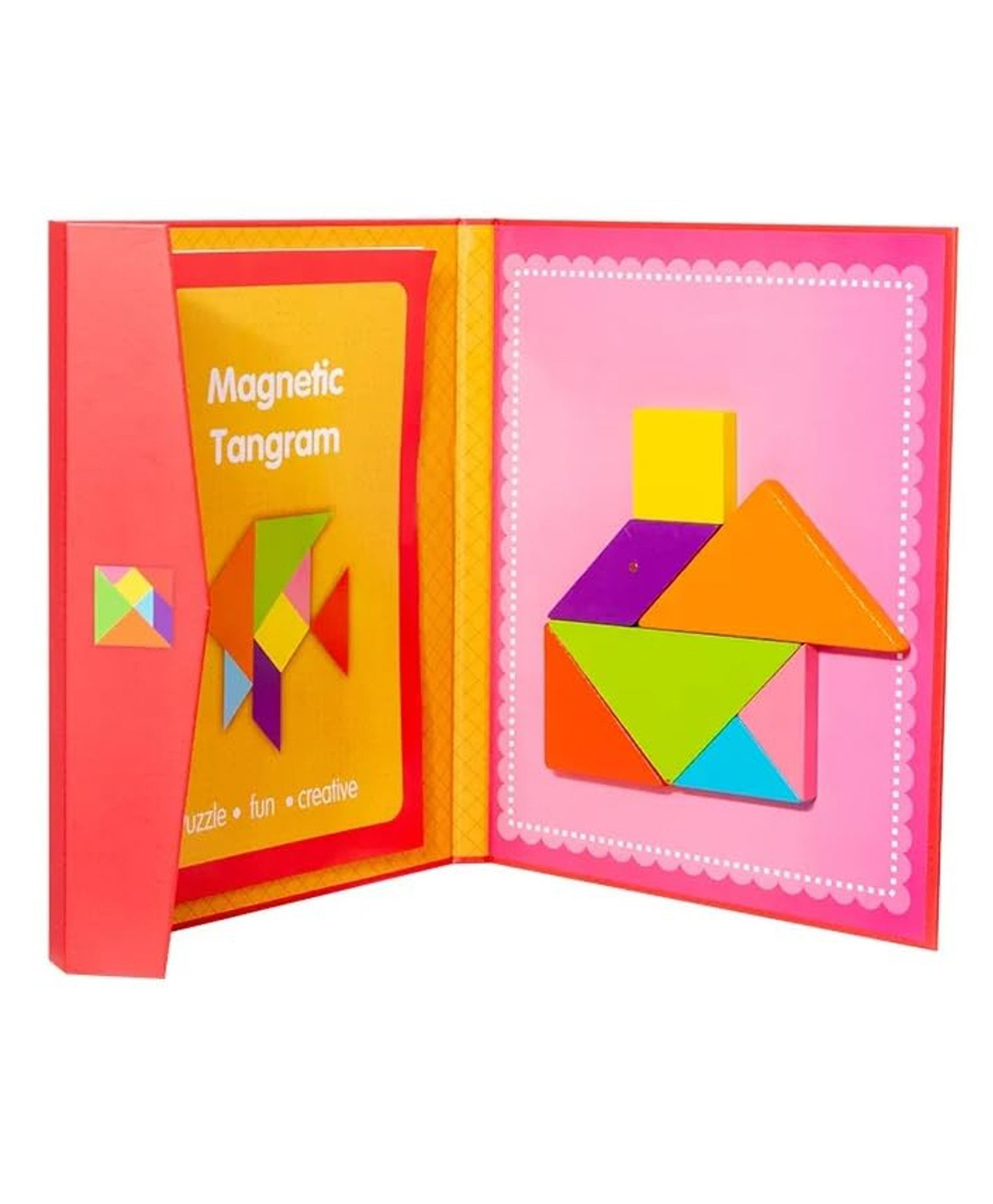 KolorFishWooden Pattern Tangram Magnetic Puzzle Shape Blocks Jigsaw Book Brain Teasers Stacking Games Early Educational Learning Challenge IQ Toy Gift for Kid Toddlers Age 3+ Years Old 96 Pcs-image-27
