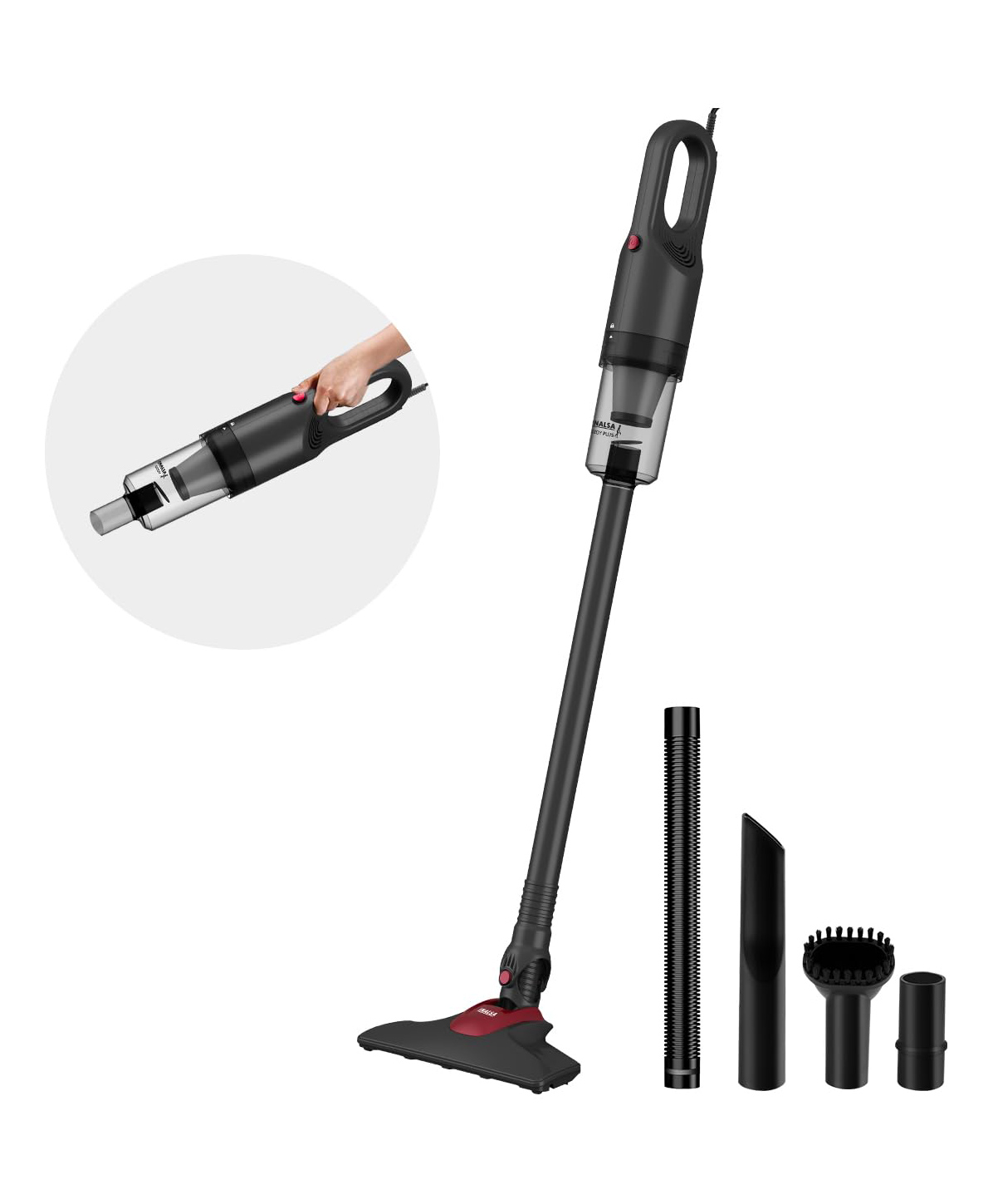INALSA Ozoy Plus 2-in-1 Handheld & Stick Vacuum Cleaner - Black-image-28