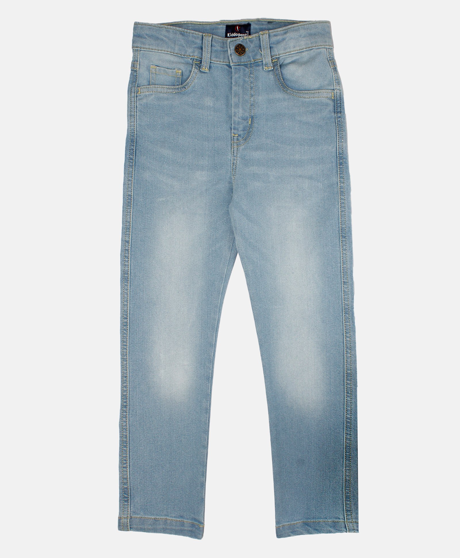 Kiddopanti Solid Button Down  Denim Jeans - Light Wash Blue-picture-30