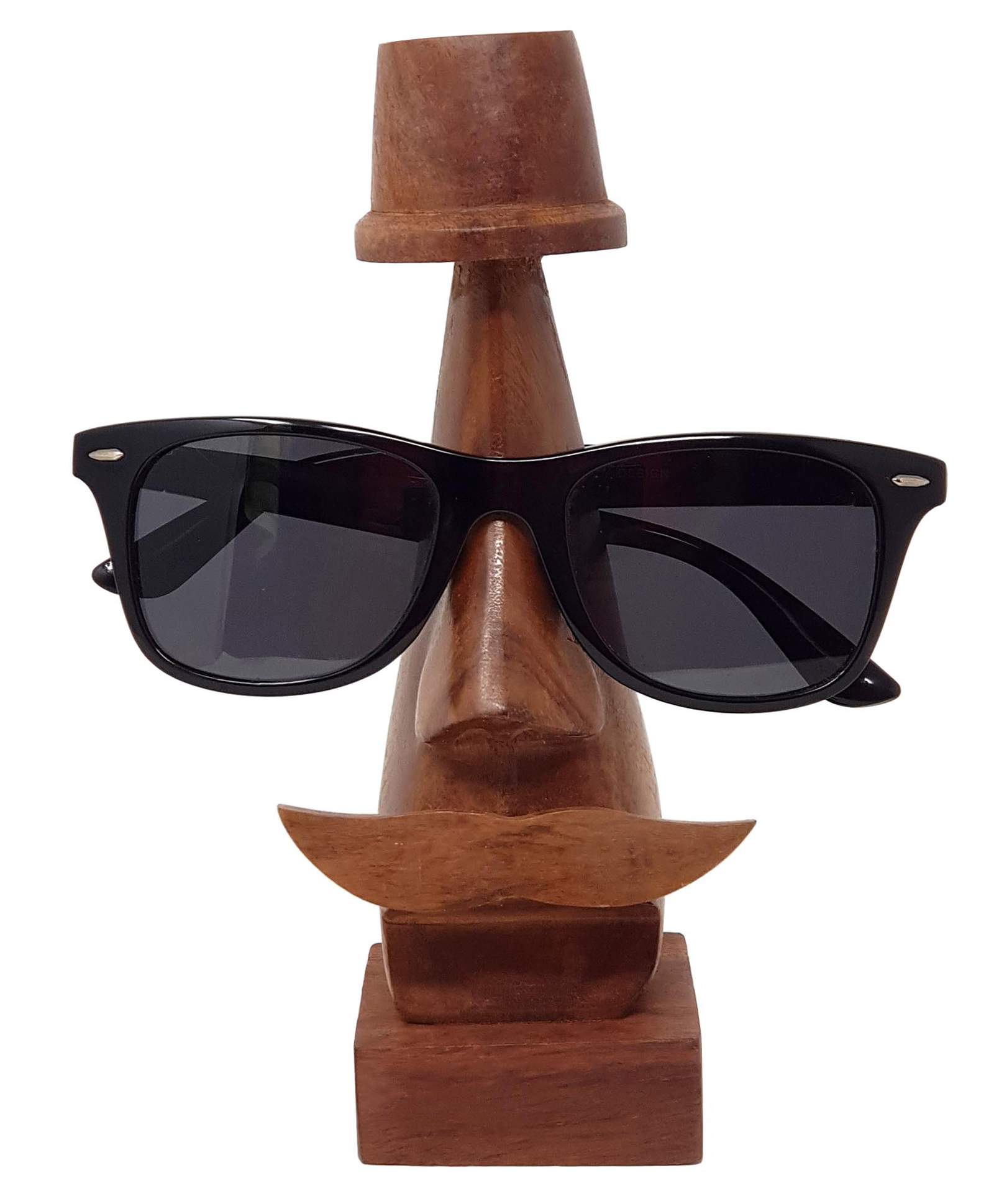 Desi Karigar Handmade Wooden Nose Shaped Spectacle Holder With Hat-picture-22