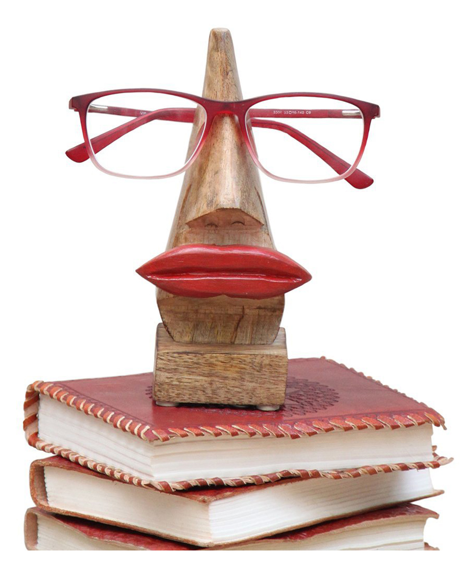 Desi Karigar Wooden Nose Shaped Spectacle Stand Pink Lips Eyeglass Holder-picture-15