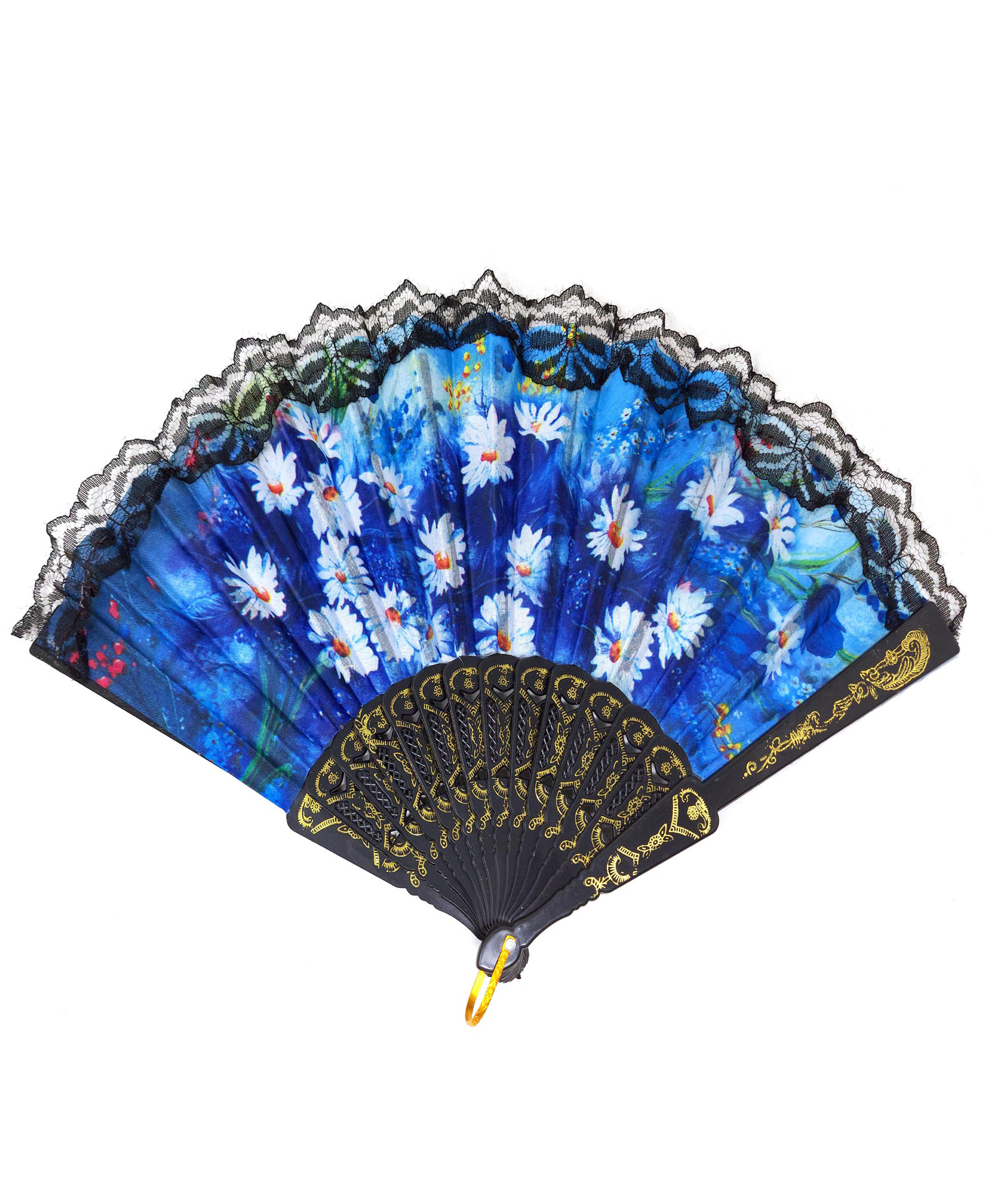 Desi Karigar Summer Floral Pattern Lace Foldable Hand Fan-picture-14