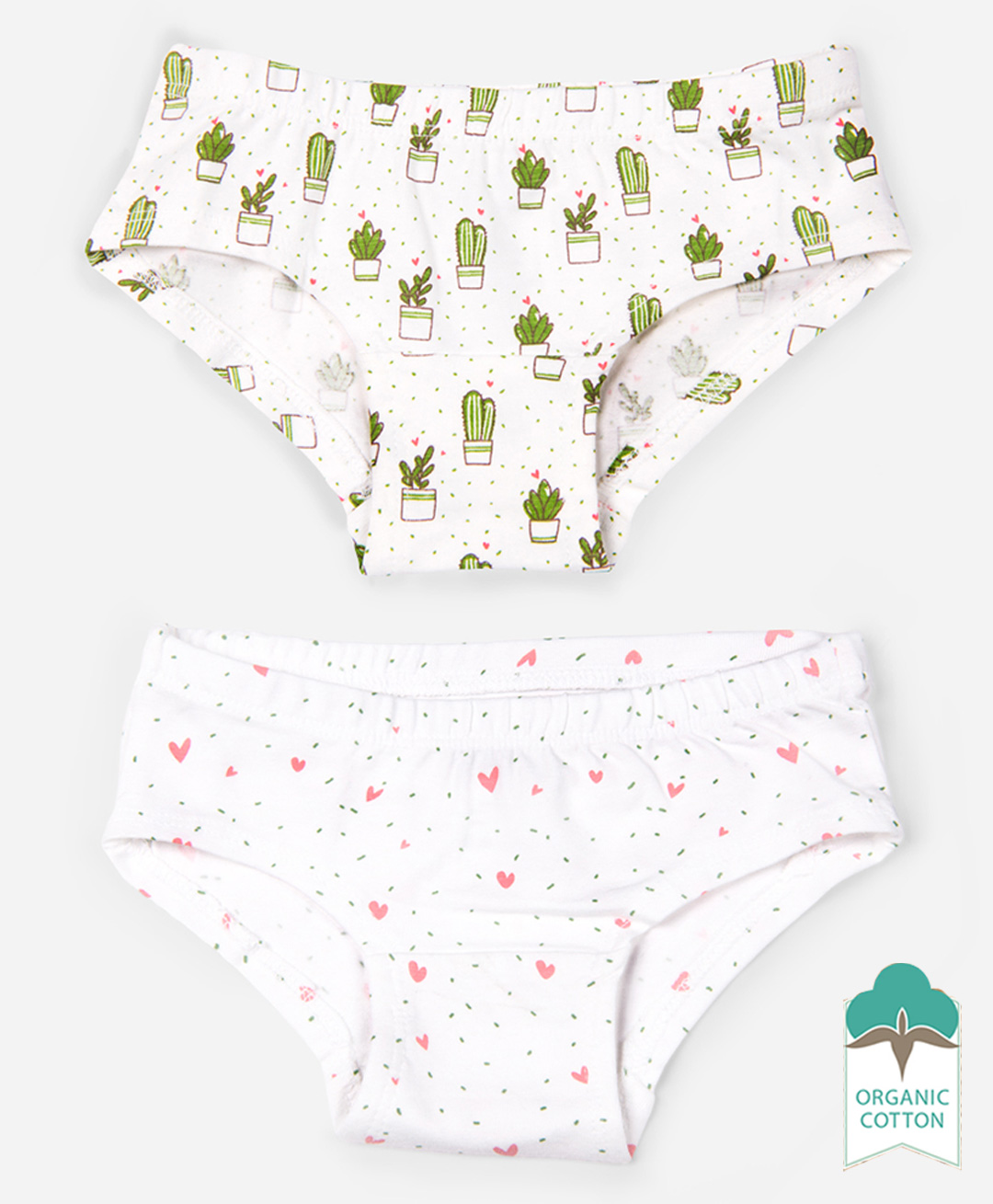 Keebee Organics Organic Cotton Pack Of 2 Plants & Heart Printed Panties - White-picture-23