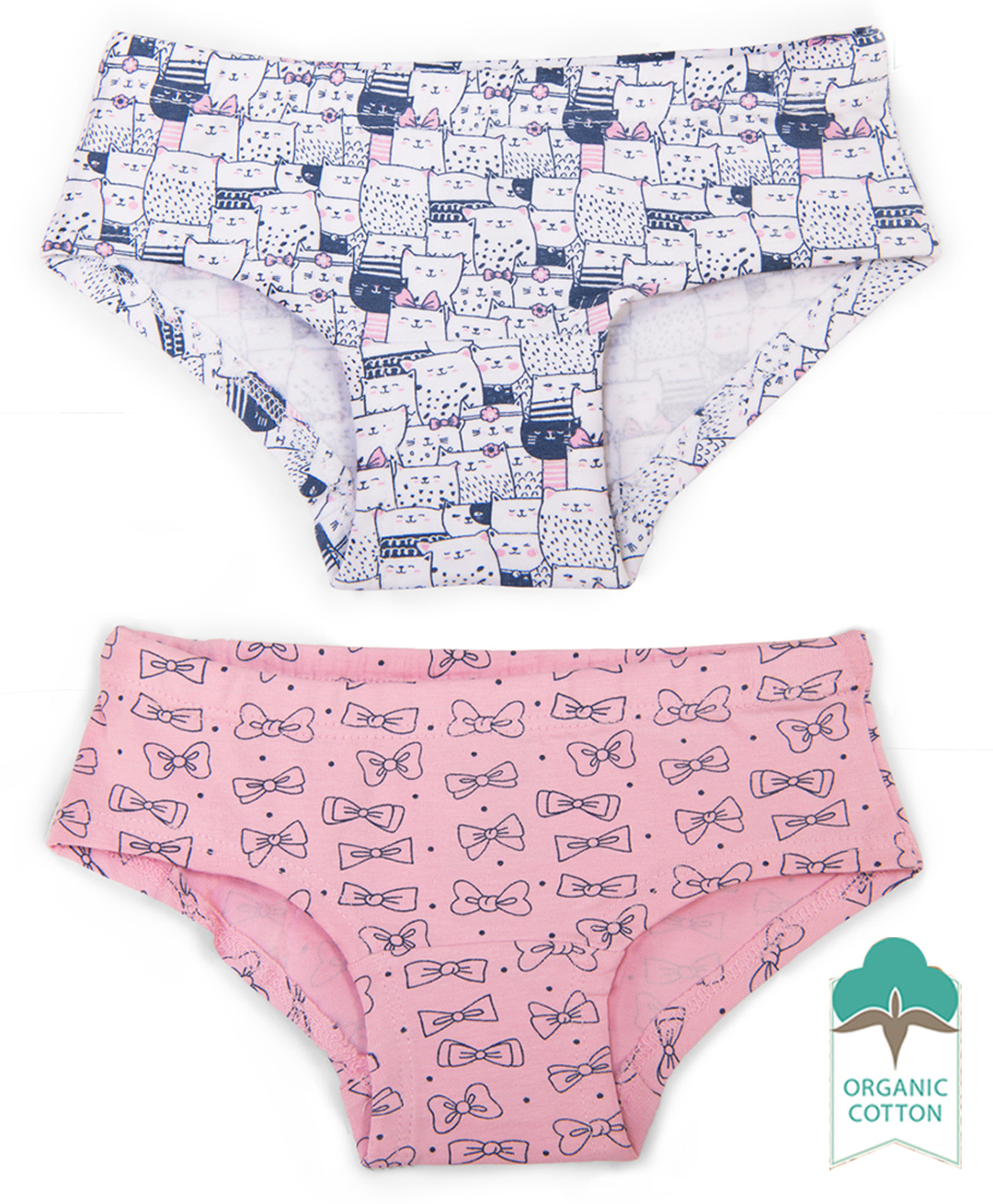 Keebee Organics Organic Cotton Pack Of 2 Kitty & Bow Printed Panties - Pink-image-23
