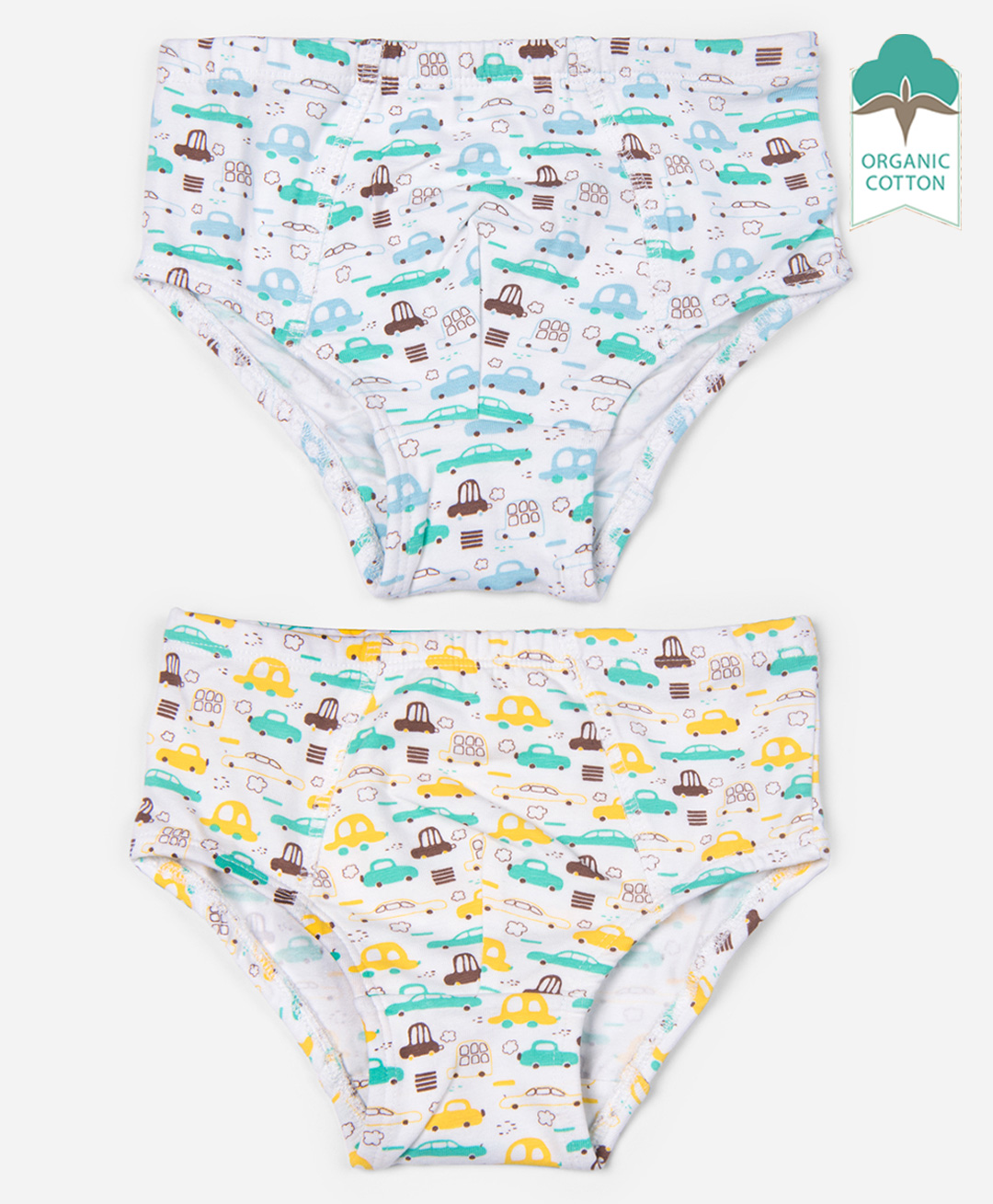 Keebee Organics Pack Of 2 Rolling Cars & Printed Organic Cotton Briefs - White-picture-19