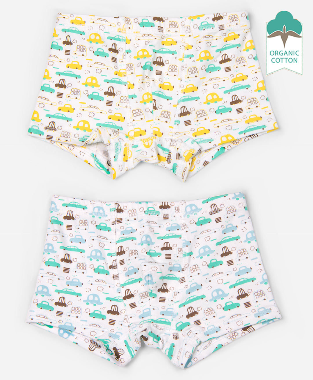 Keebee Organics Pack Of 2 Rolling Cars Printed Organic Cotton Boxer Briefs - White-picture-18