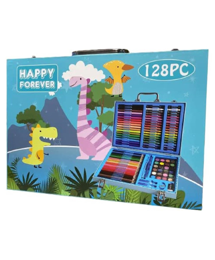 Zyamalox Blue 128-Piece Painting Set in Portable Briefcase for Kids and Adults - Markers, Chalks, Pencils, Paints-image-4