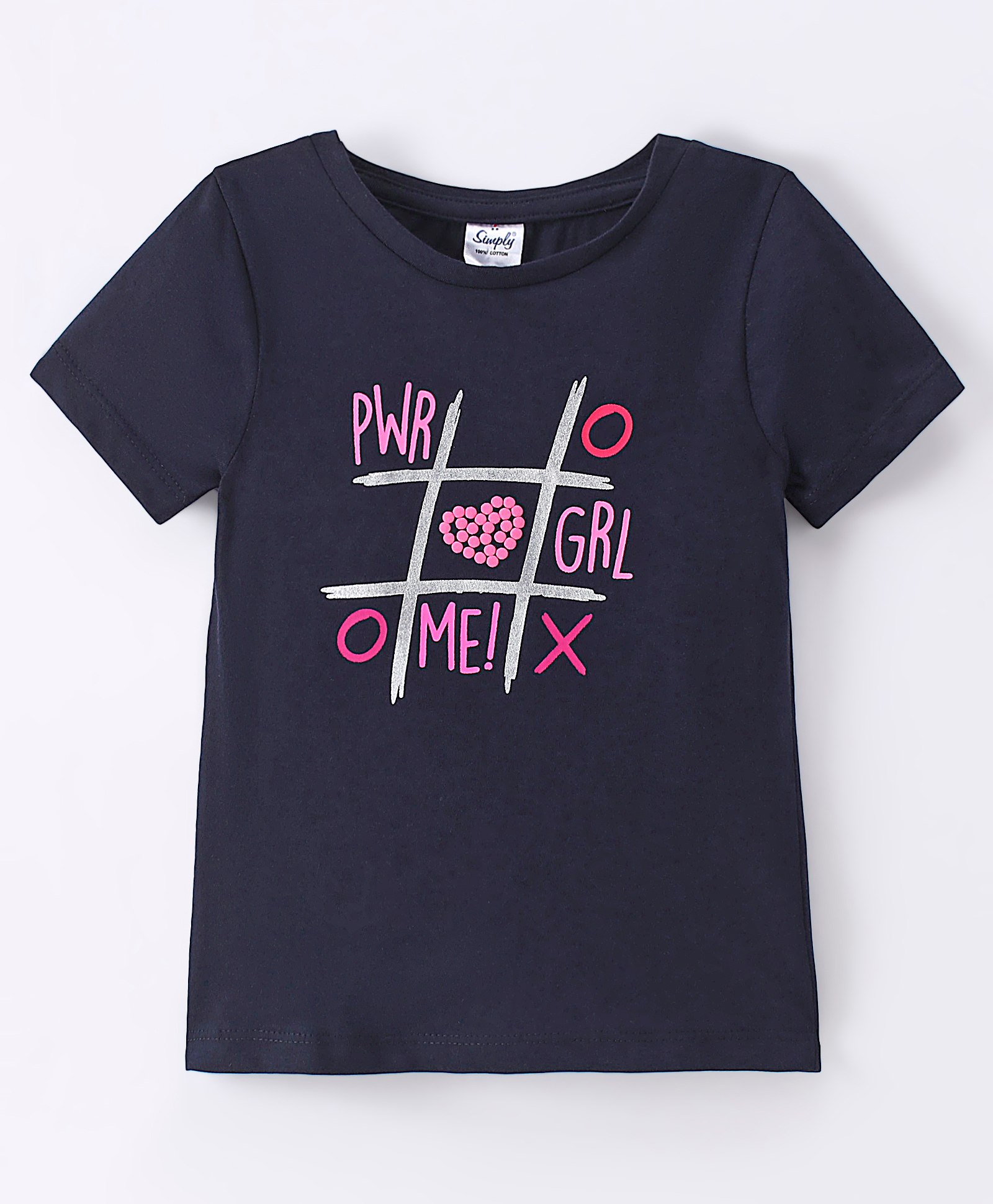 Simply Sinker Knit Half Sleeves T-Shirt  Text Print- Navy Blue-image-40