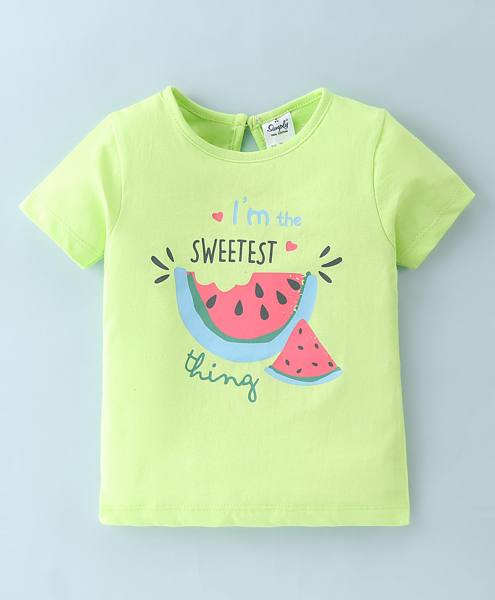 Simply Sinker Knit Half Sleeves T-Shirt Watermelon Print- Green-image-30