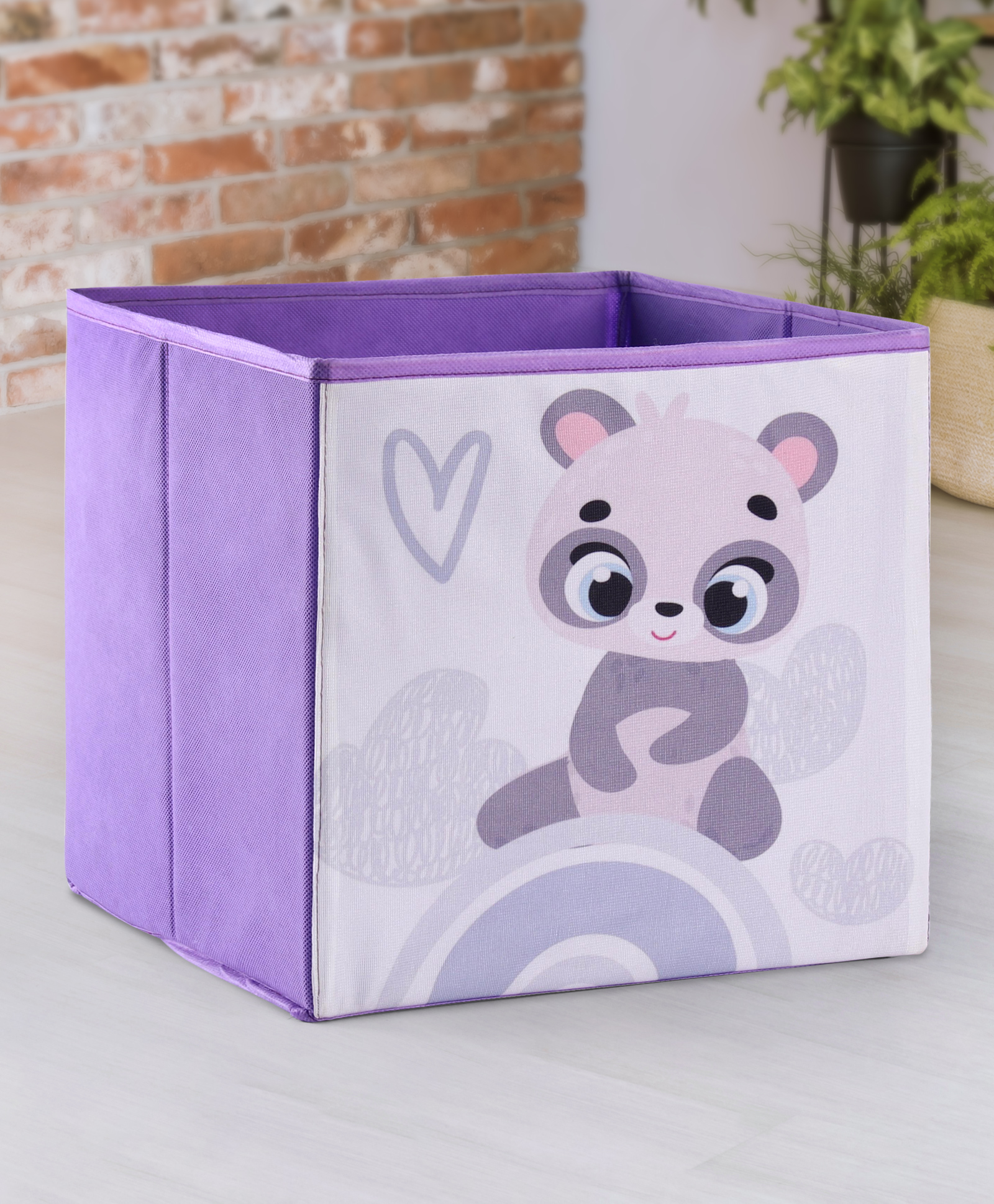 Babyhug Foldable Storage Bin Panda on Rainbow Print- Purple-picture-11