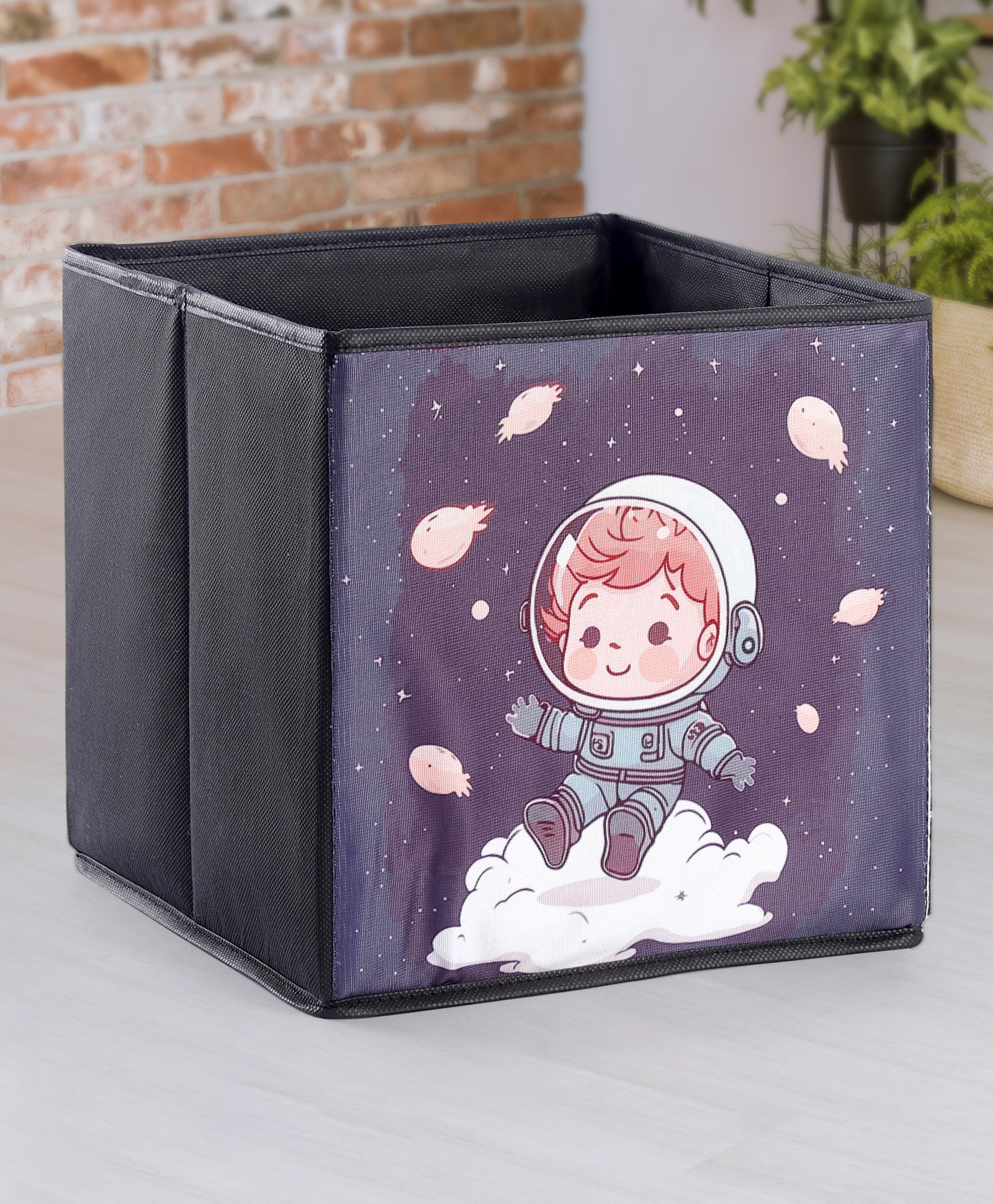 Babyhug Foldable Storage Bin Baby Astronaut Print- Black-picture-12
