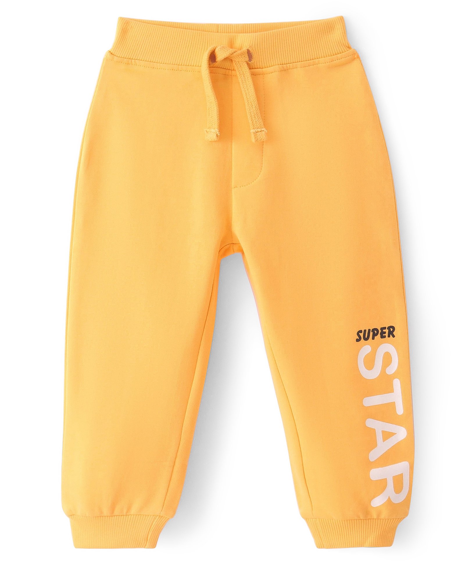 Babyhug Cotton Looper Knit Full Length Lounge Pants With Text Print - Yellow-picture-21
